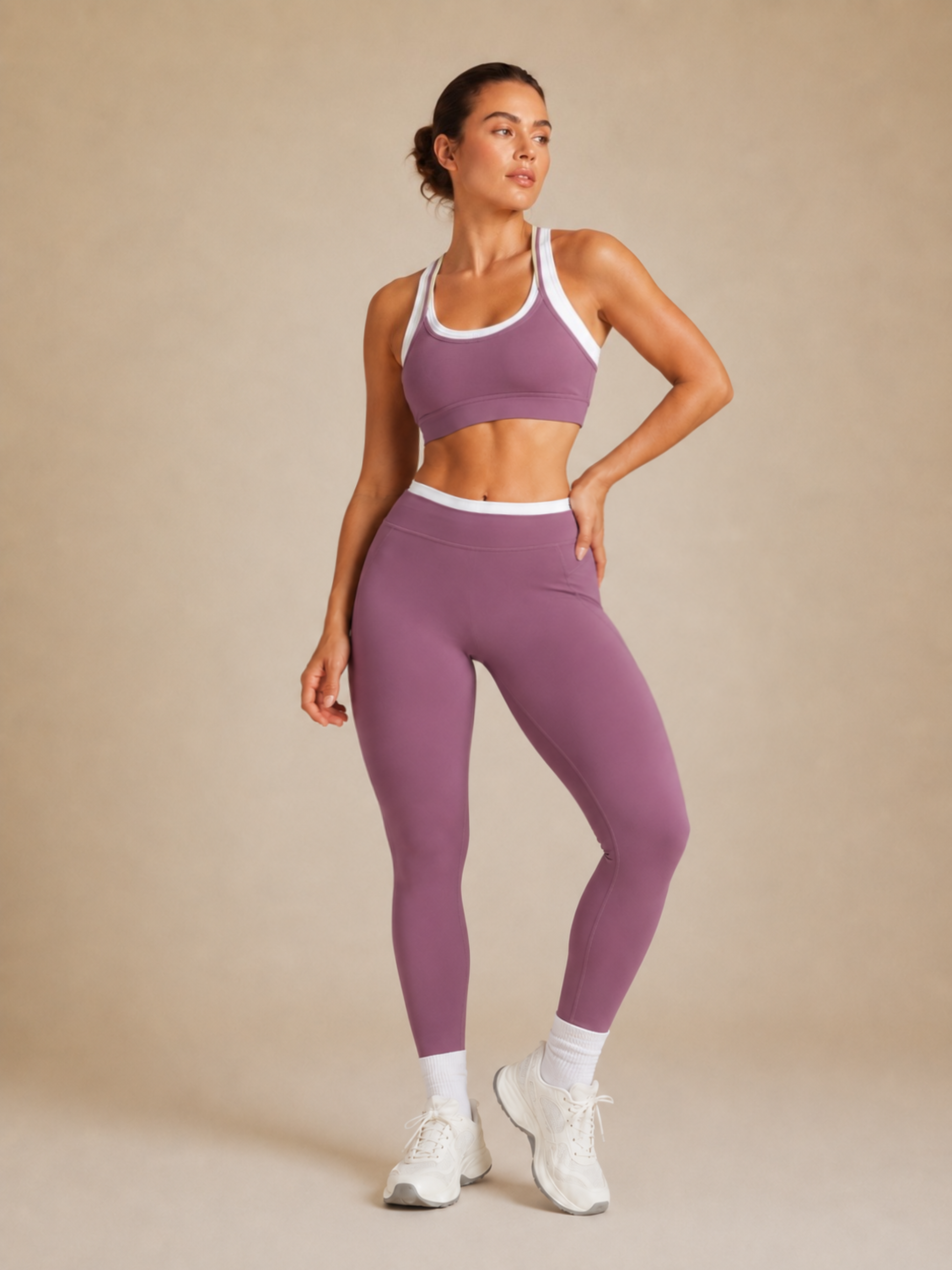 Signature Contrast Leggings (Mauve Muse)