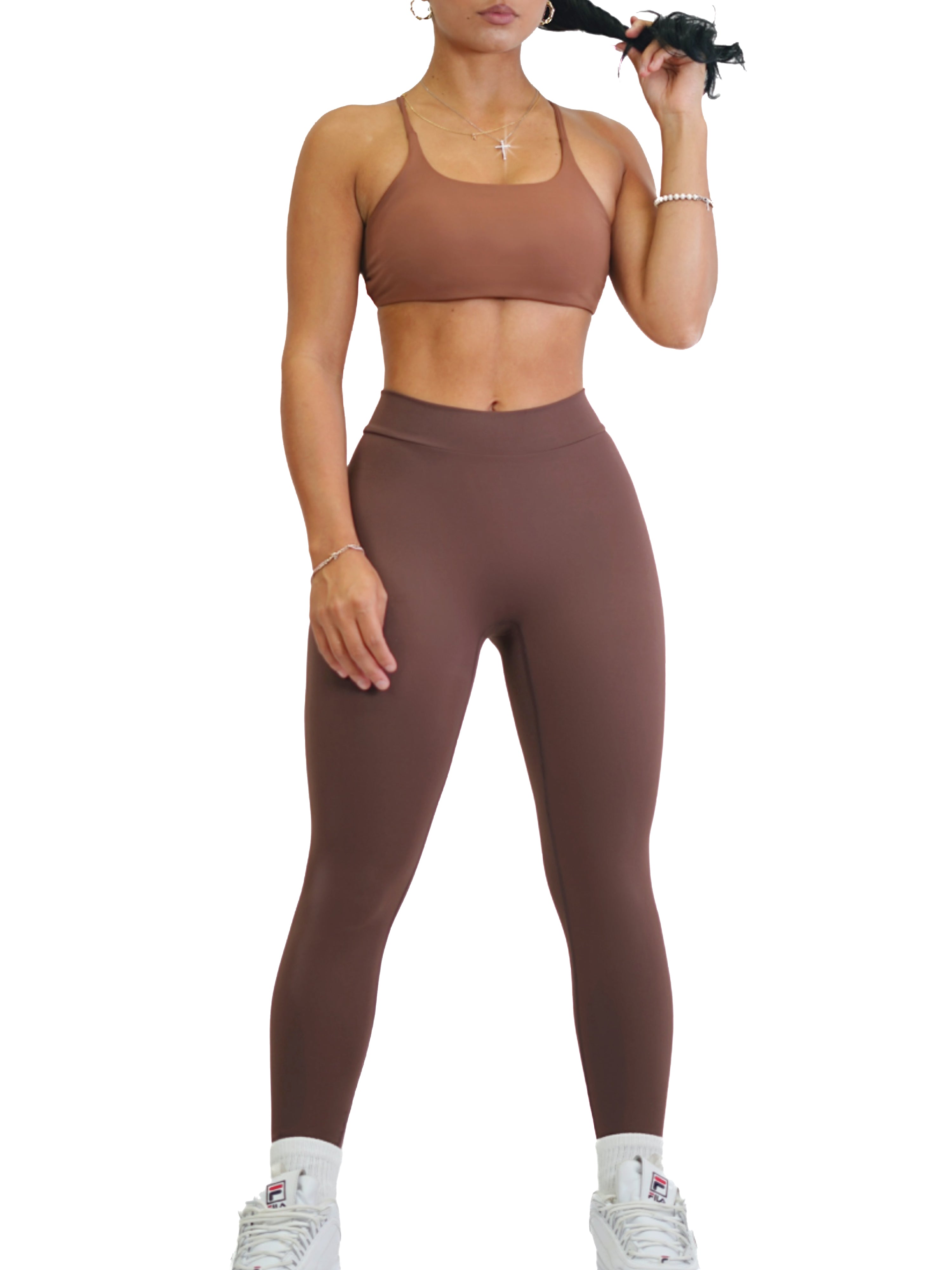 V Back Scrunch Leggings (Cocoa Brown)