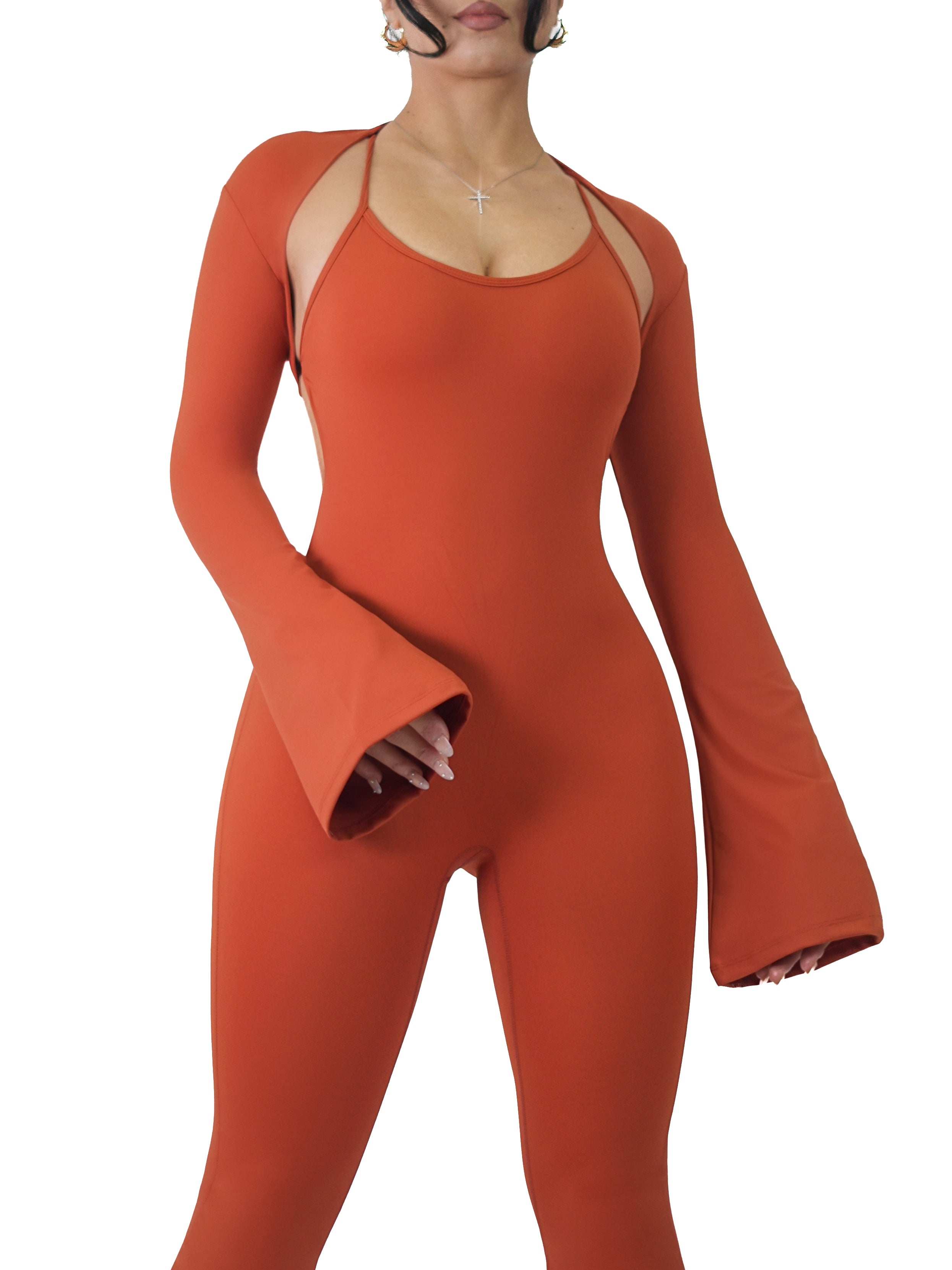 Flared Bolero Long Sleeves (Sunset Rouge)