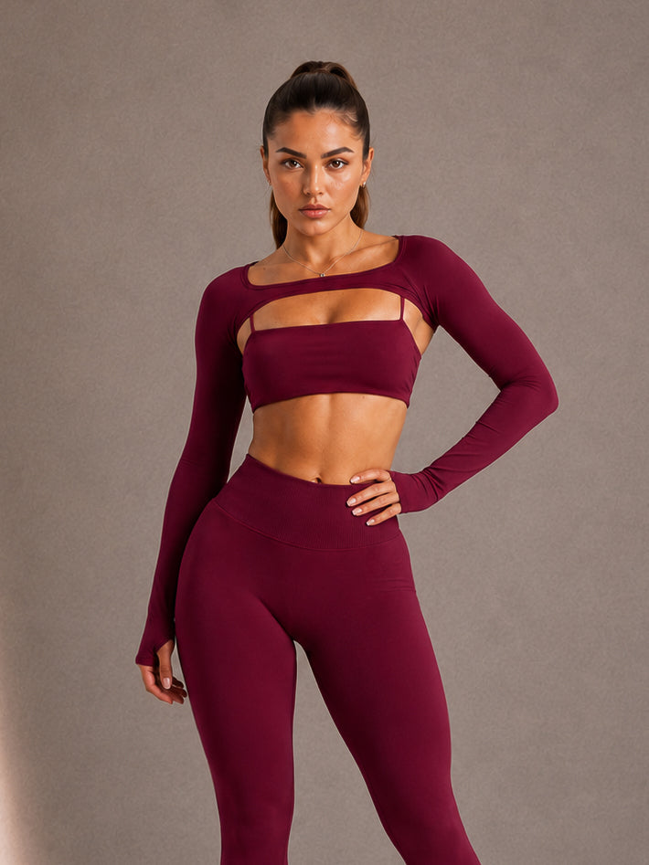 Motion Sculpt Mini Crop Long Sleeves (Merlot)