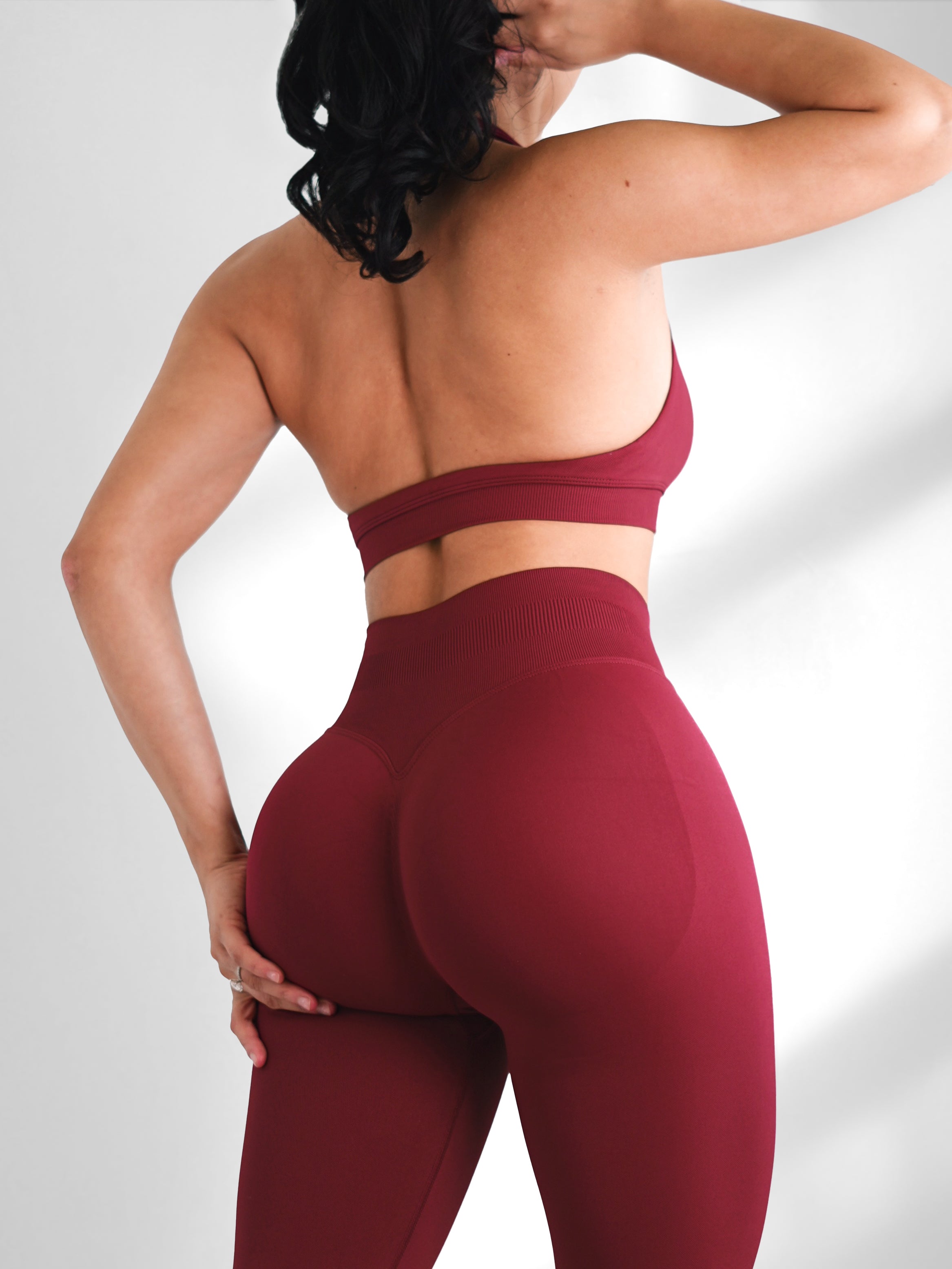 Curve Club Halter Sports Bra (Cherry Cola)