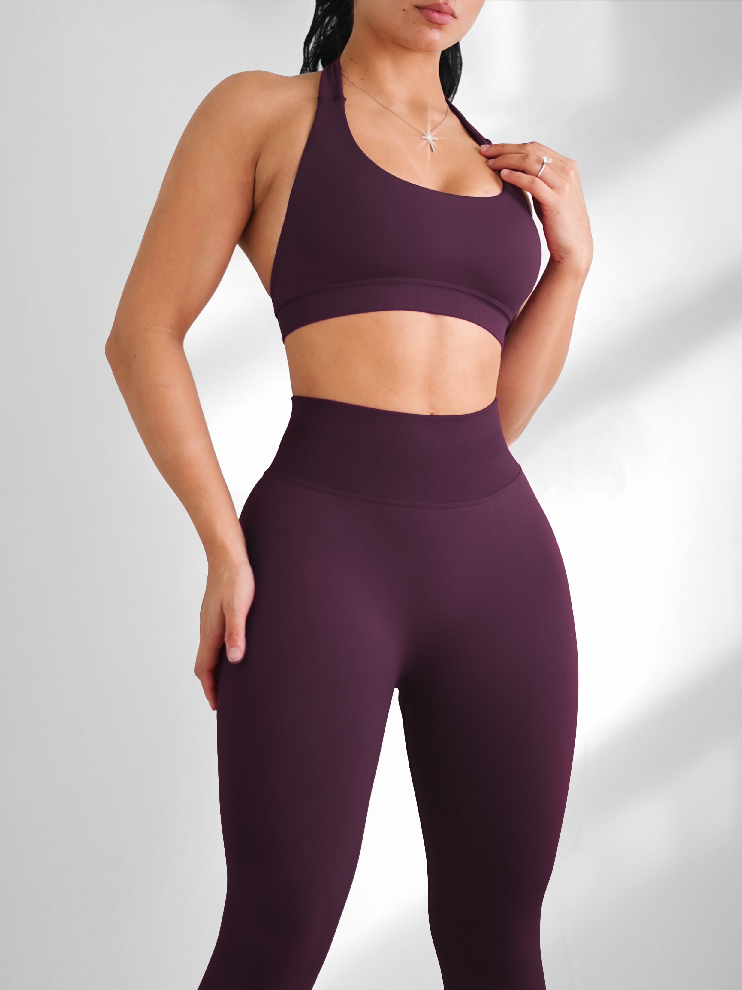 Curve Club Halter Sports Bra (Blackberry Purple)
