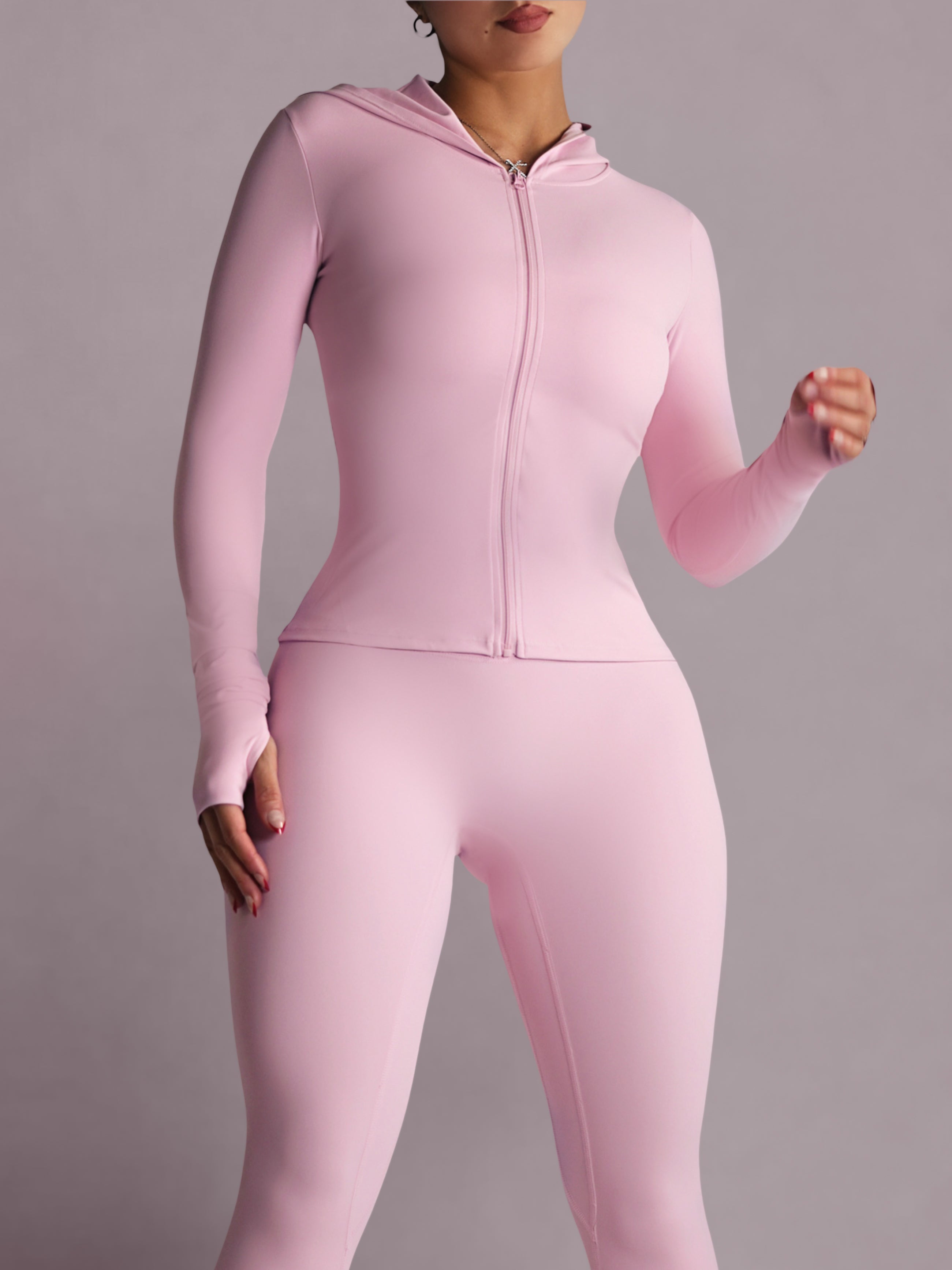 Embody Hooded Compression Jacket (Pink Petals)