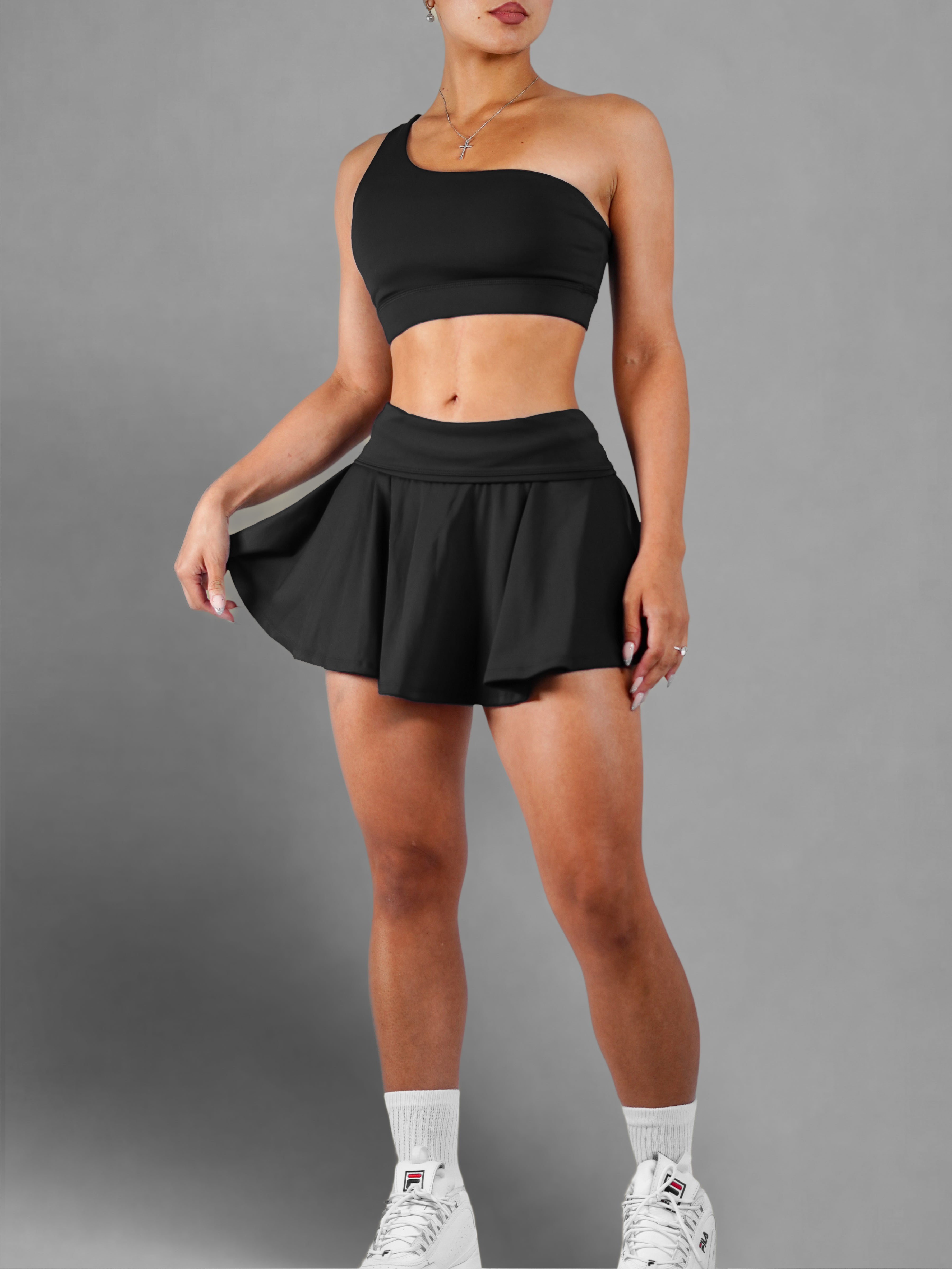 Serve Foldable Tennis Skirt (Black)