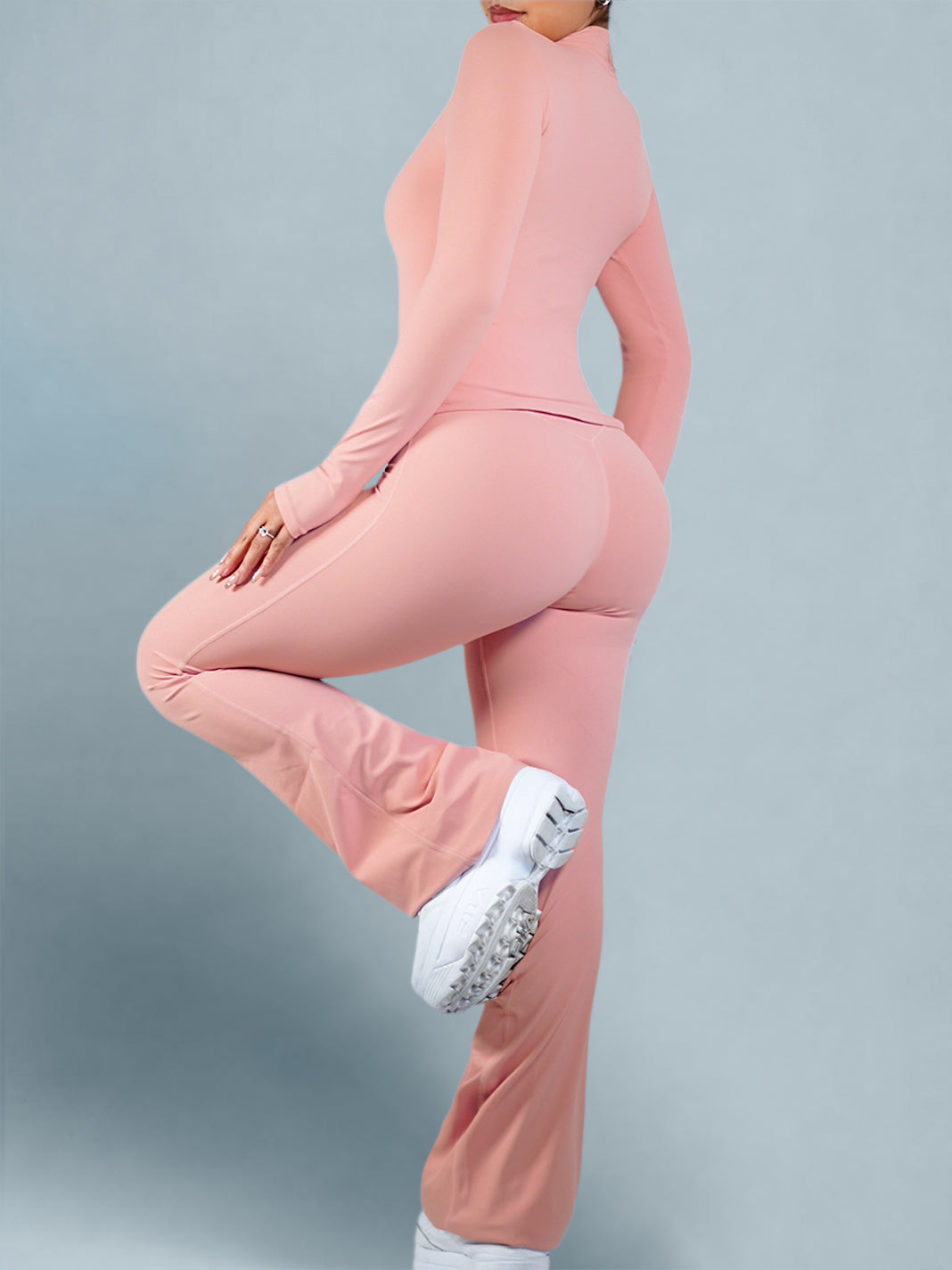 Timeless High Waisted Flare Leggings (Peachy Pink)