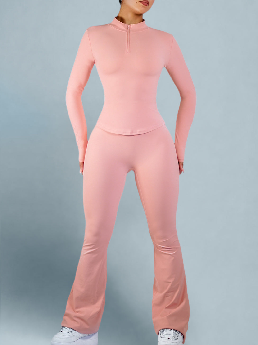 Timeless High Waisted Flare Leggings (Peachy Pink)