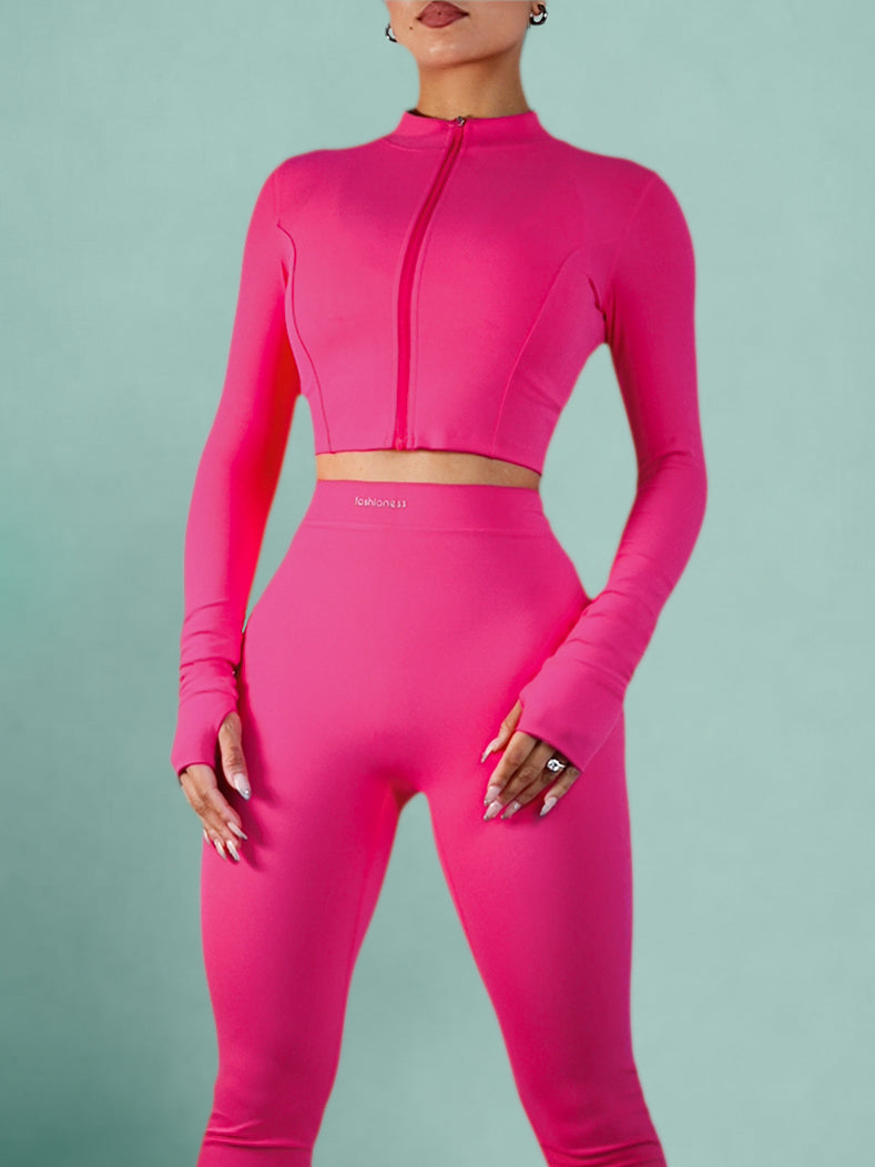 Untouchable Cropped Compression Jacket (Hot Pink)