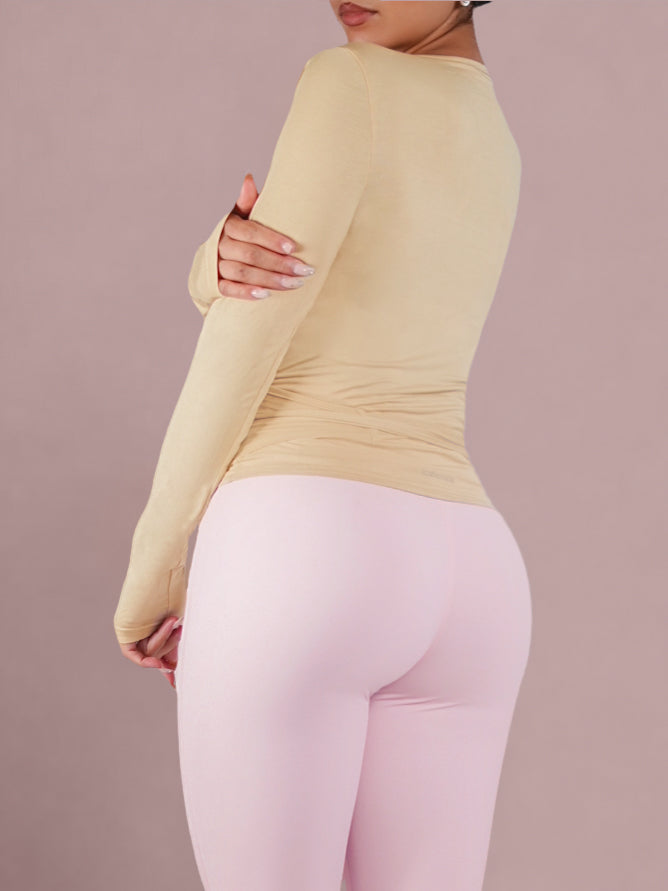 Pilates Core Wrap Top (Almond Kiss)