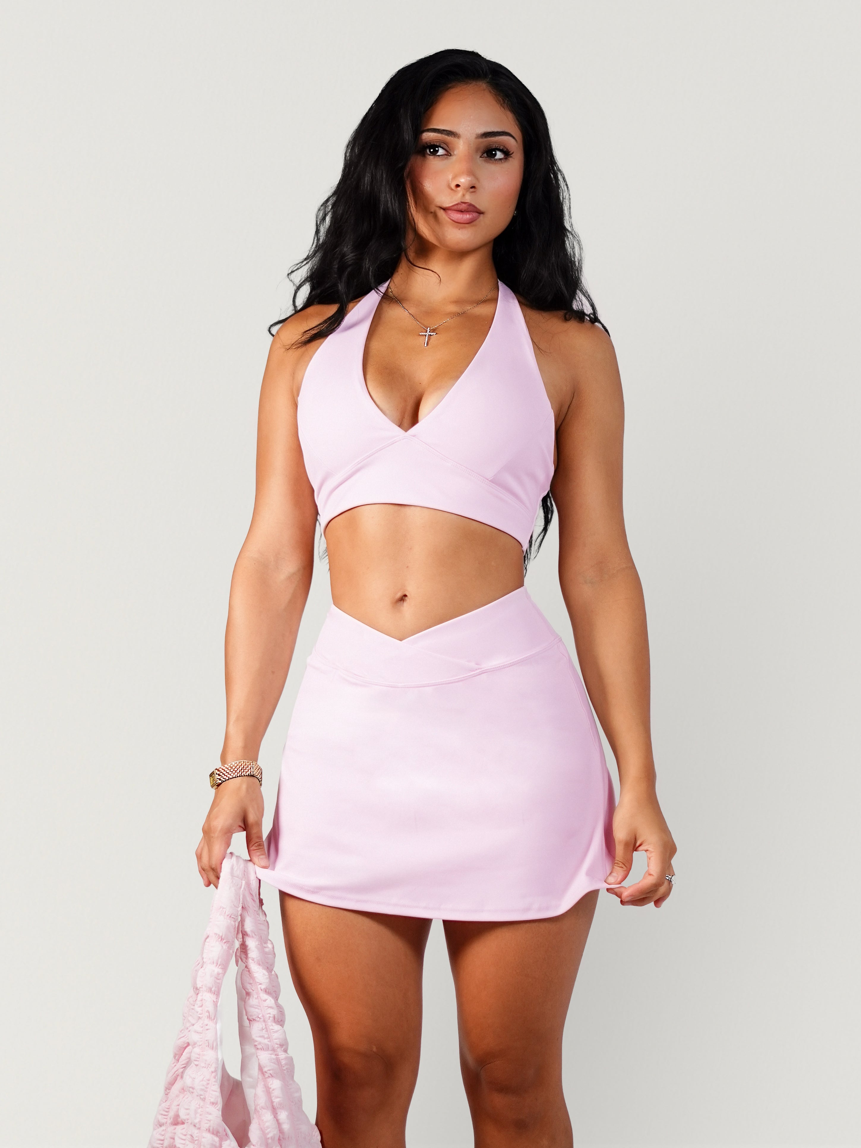 Rosette Sports Bra (Baby Pink)