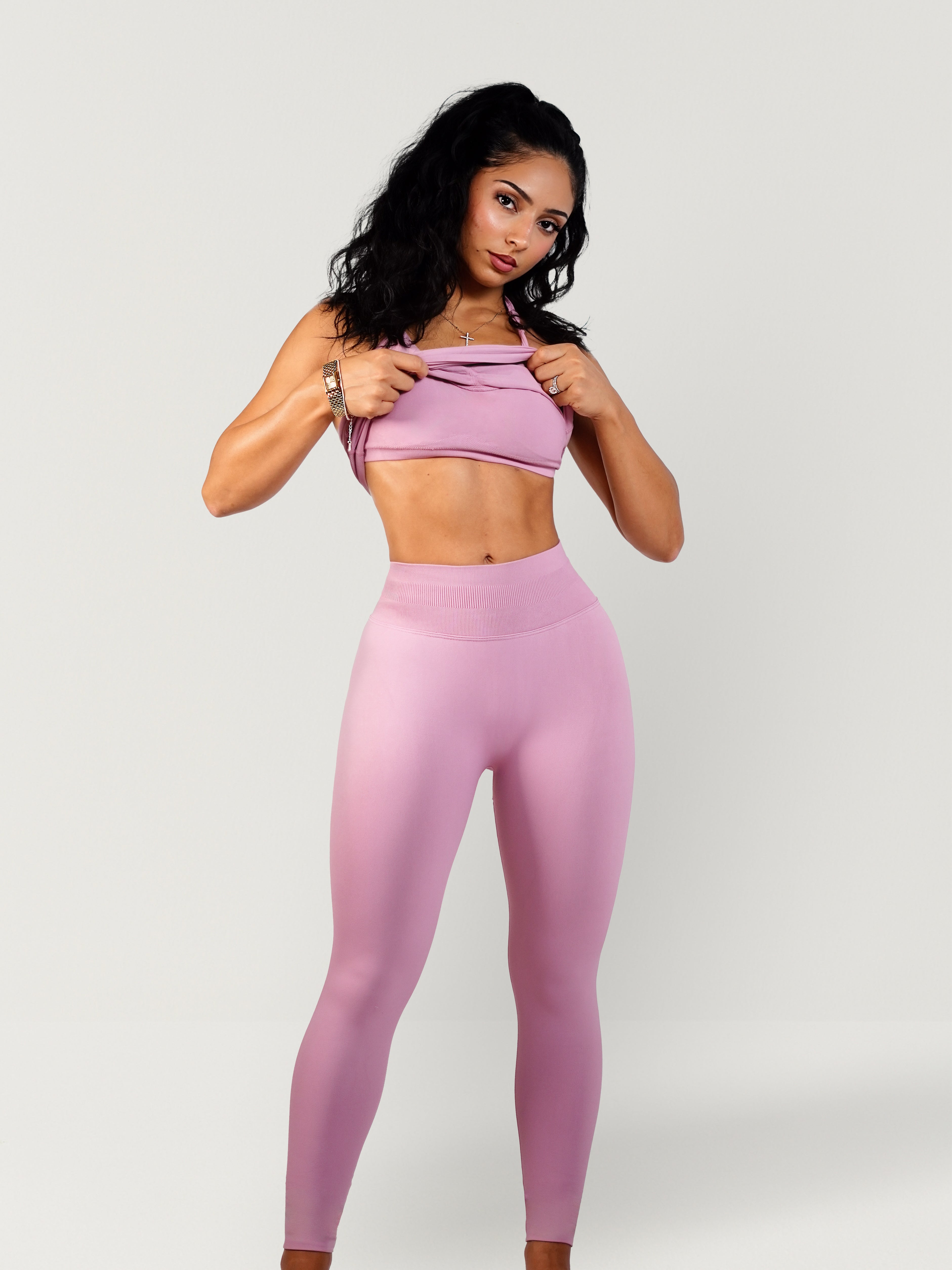 Curve Club Leggings (Satin Pink)