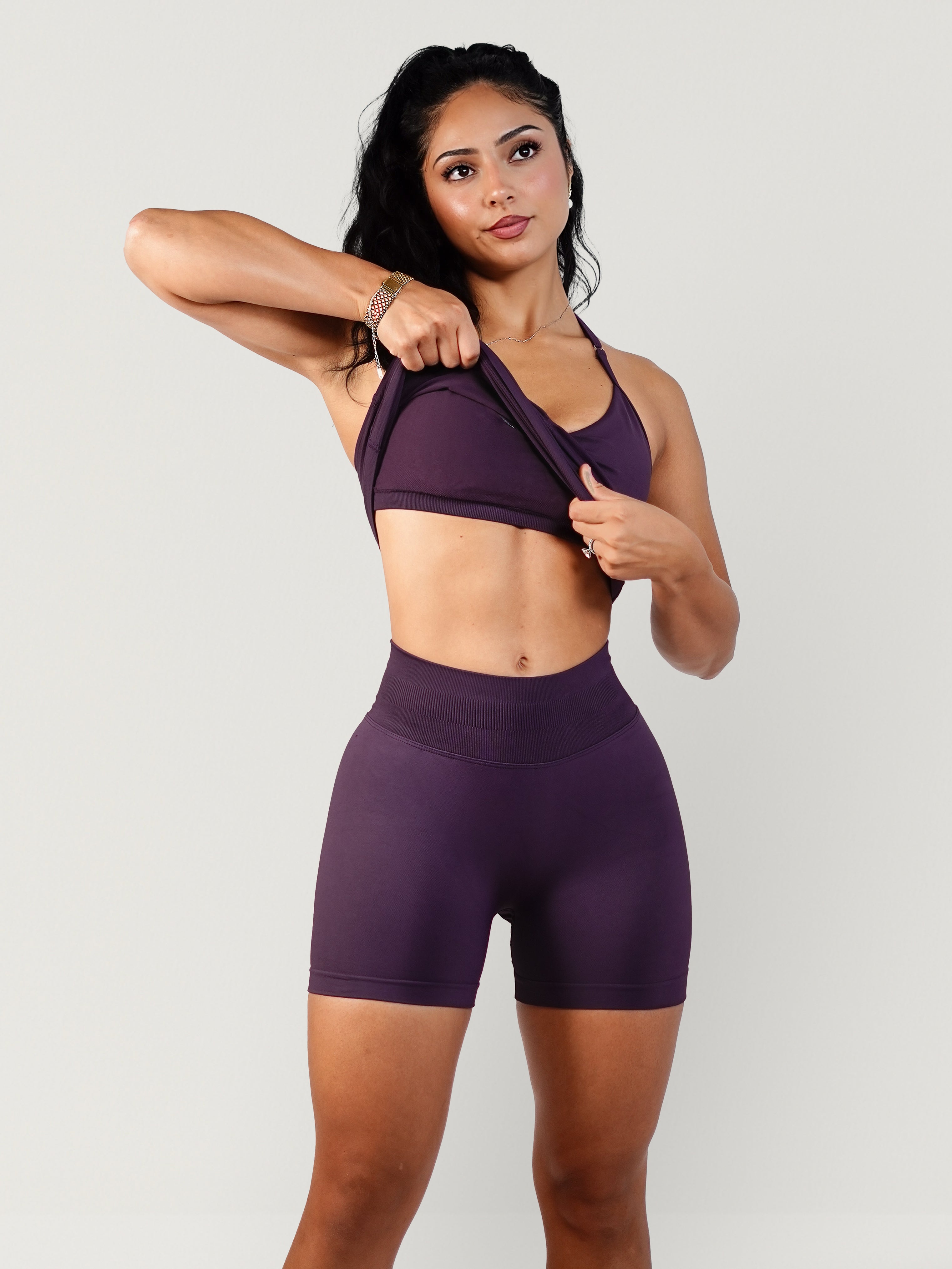 Curve Club Halter Sports Top (Blackberry Purple)