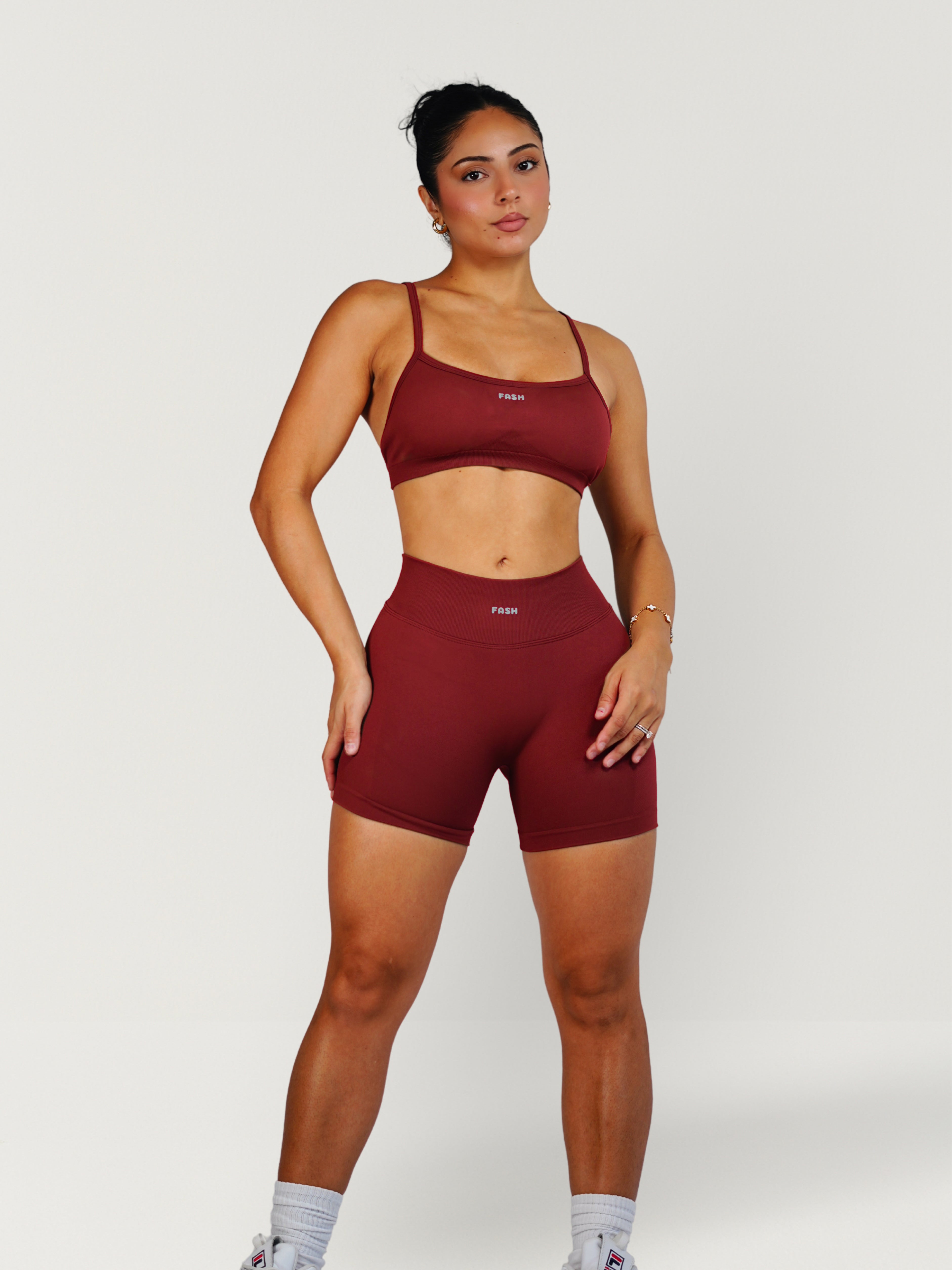 Viral Seamless V Back Shorts (Cherry Red)