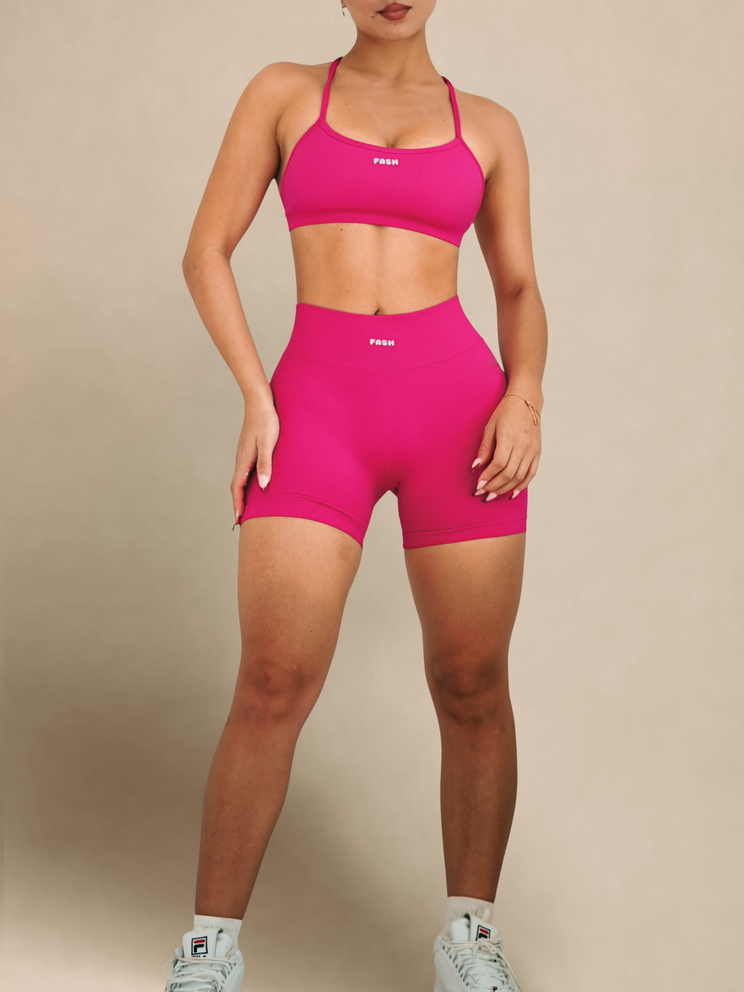 Viral Seamless V Back Shorts (Berry Pop)