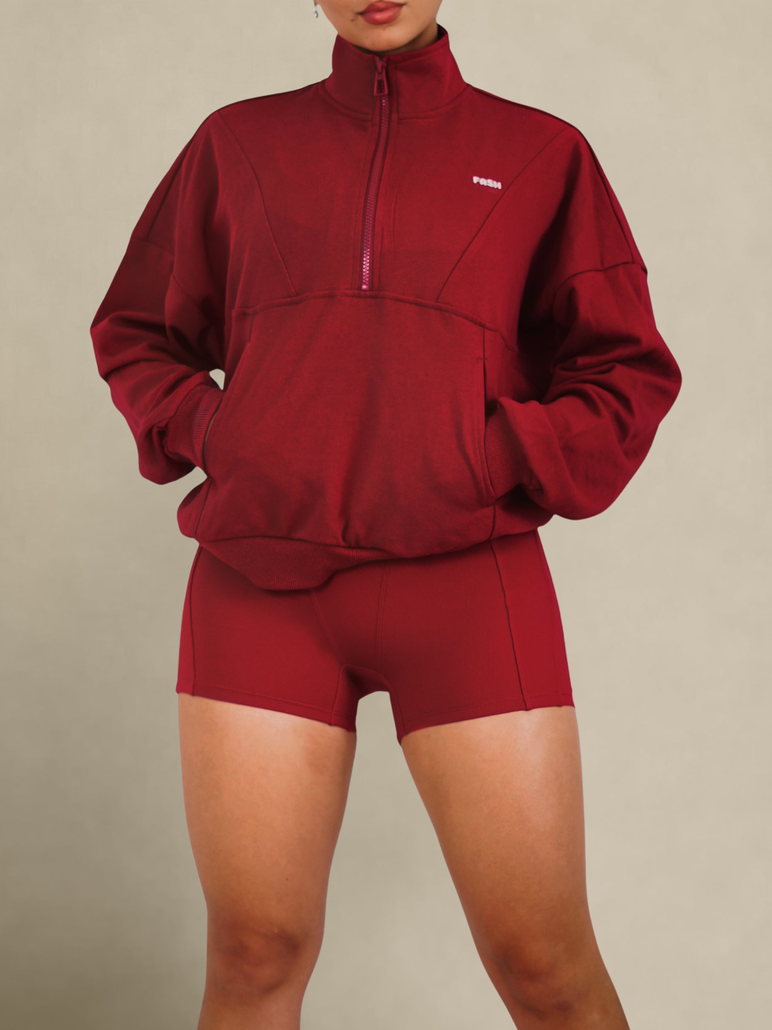 Seam Sculpt Half Sleeve Jacket (Cherry Crush)