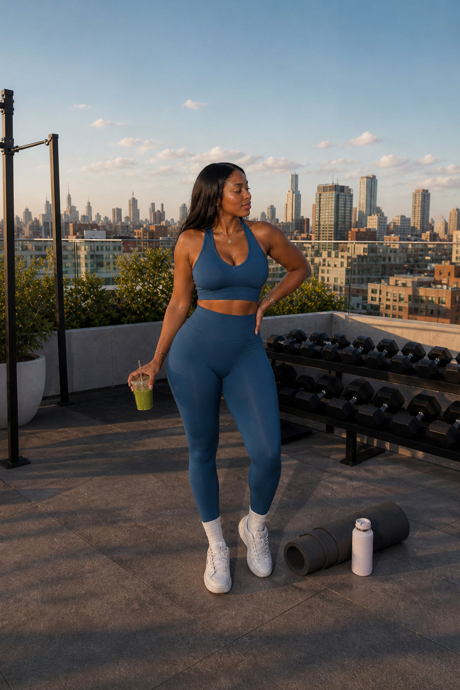 Refine Seamless Halter Sports Top (Deep Azure)