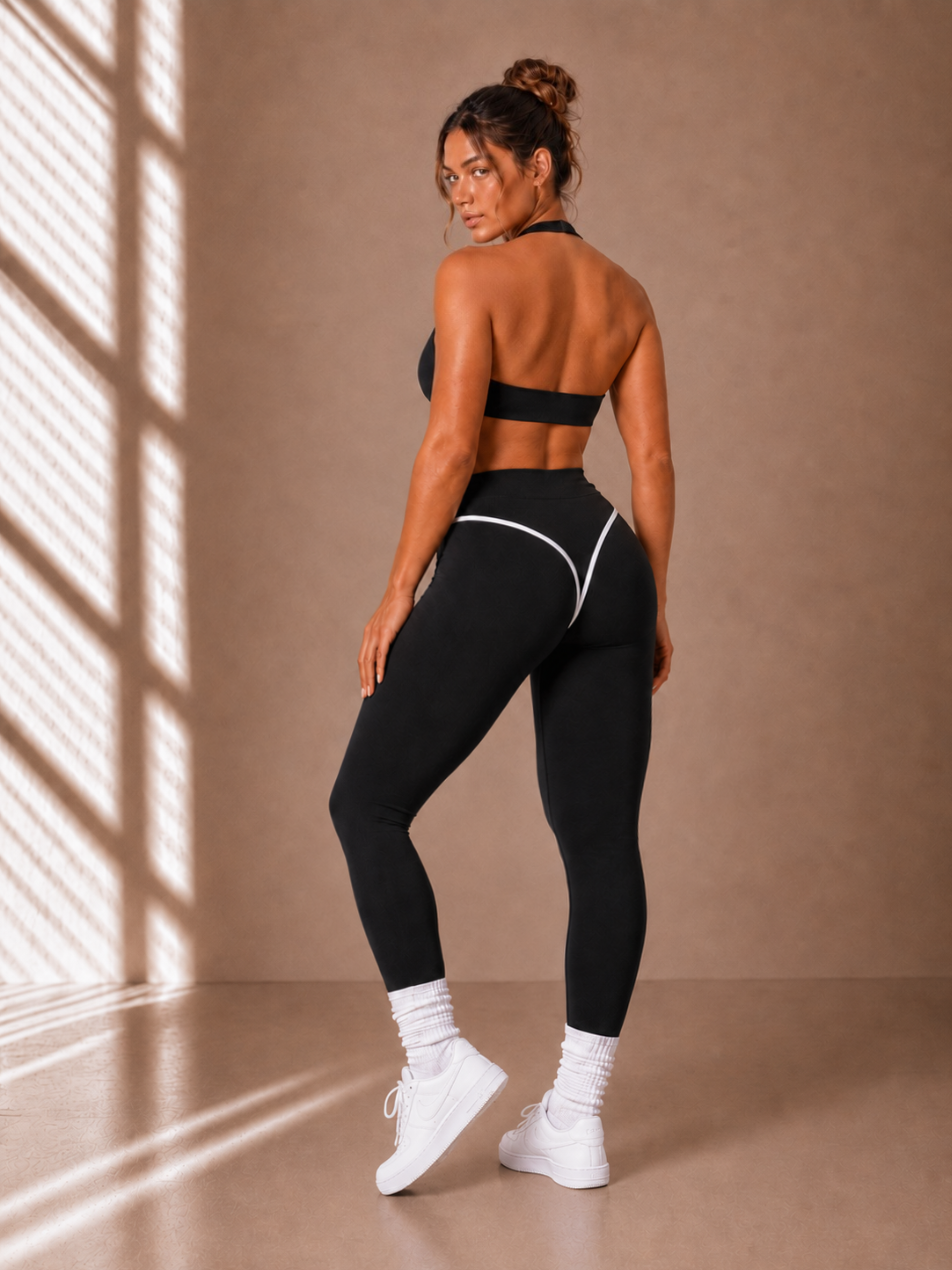 Curve Contrast Leggings (Black)