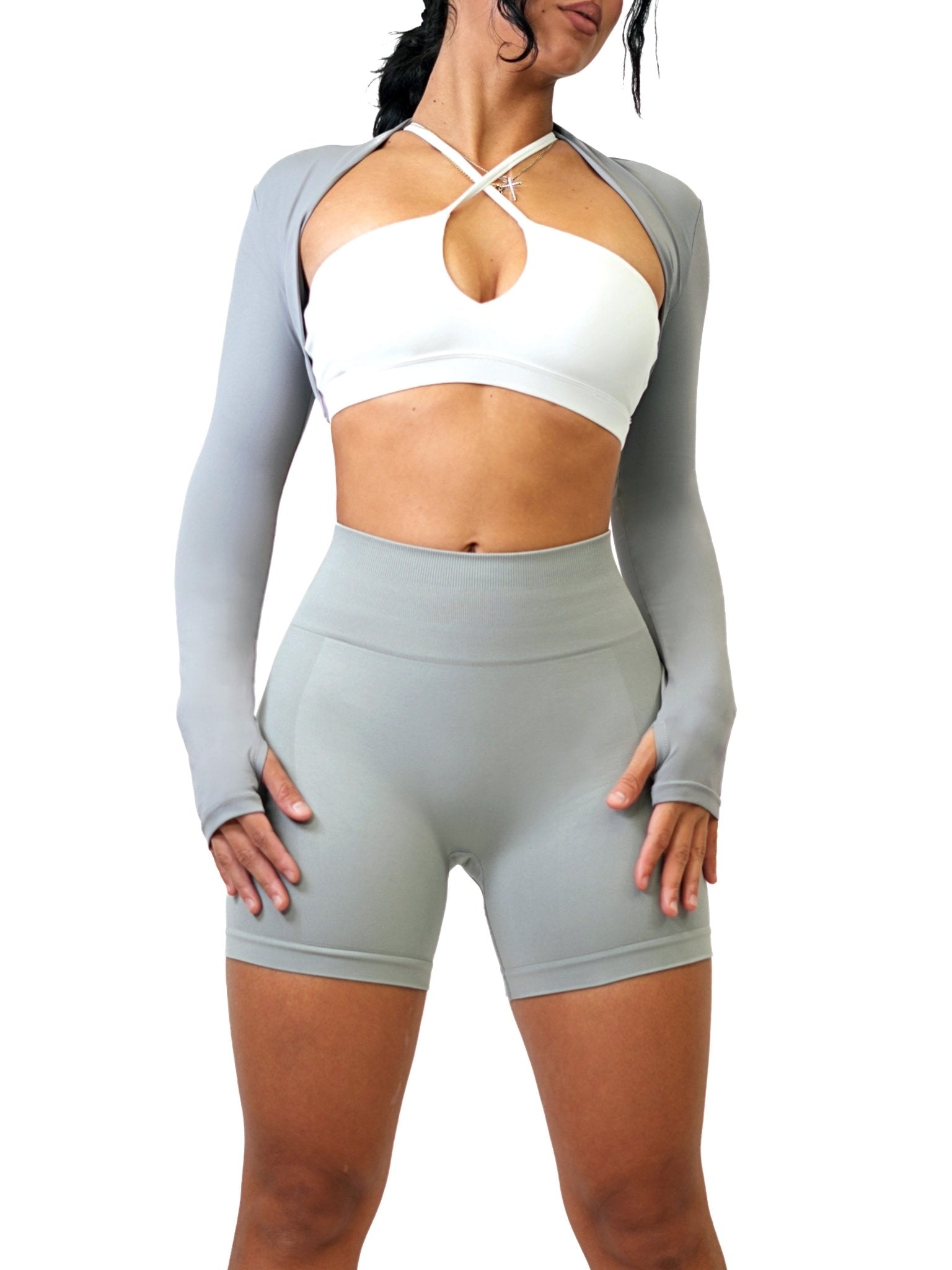 Athletic Bolero Long Sleeves (Gray) - Fitness Fashioness