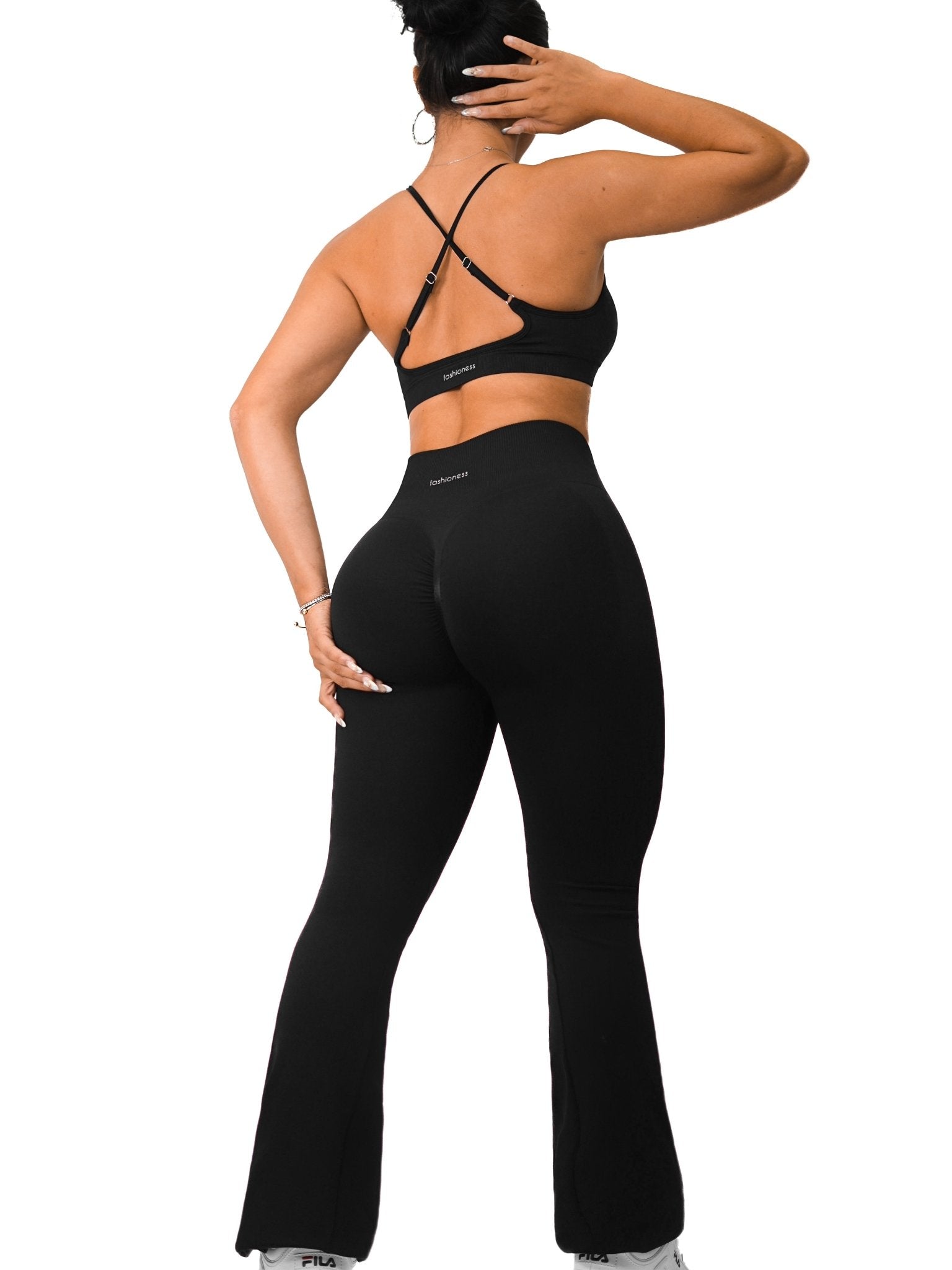 Athletic Seamless Flare Leggings (Elegant Black) - Fitness Fashioness