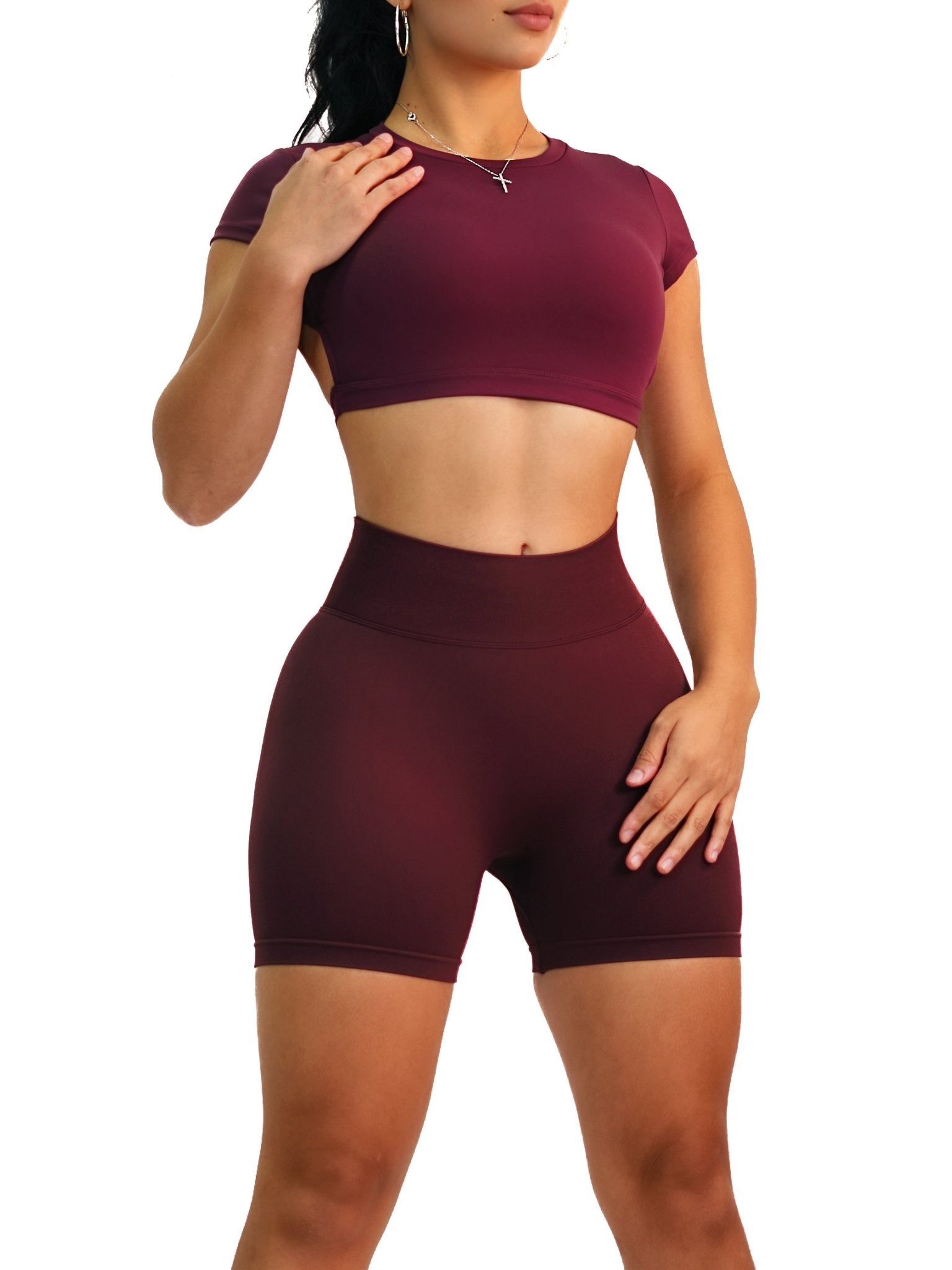 Backless Sports Top (Burgundy) - Fitness Fashioness
