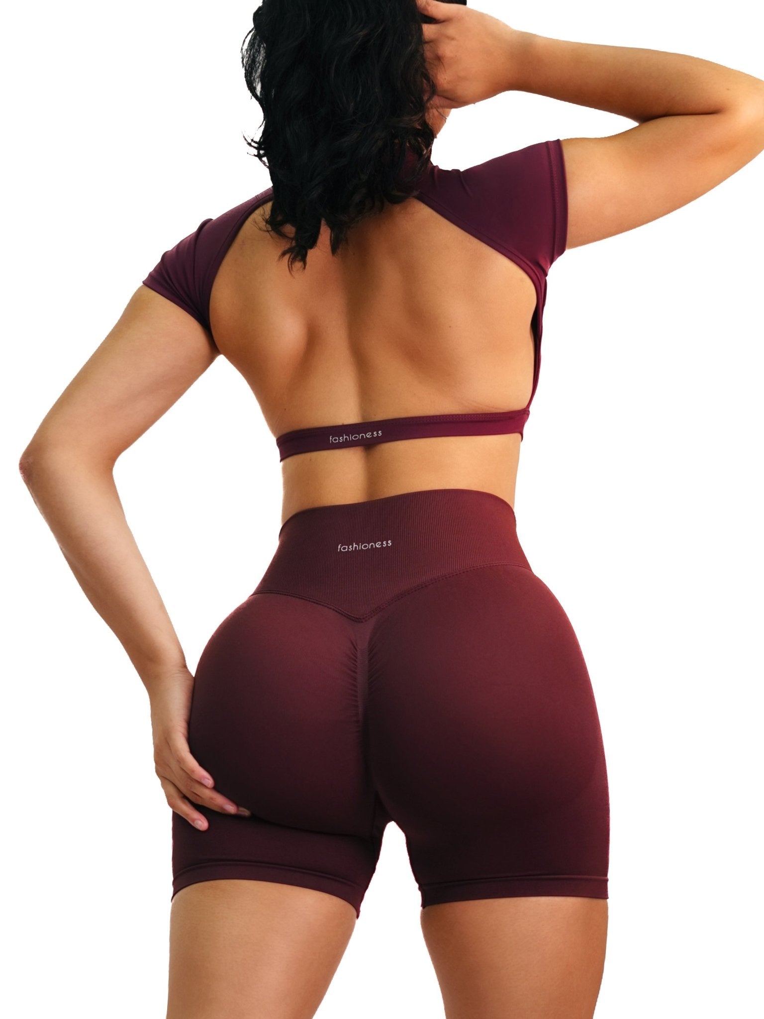 Backless Sports Top (Burgundy) - Fitness Fashioness