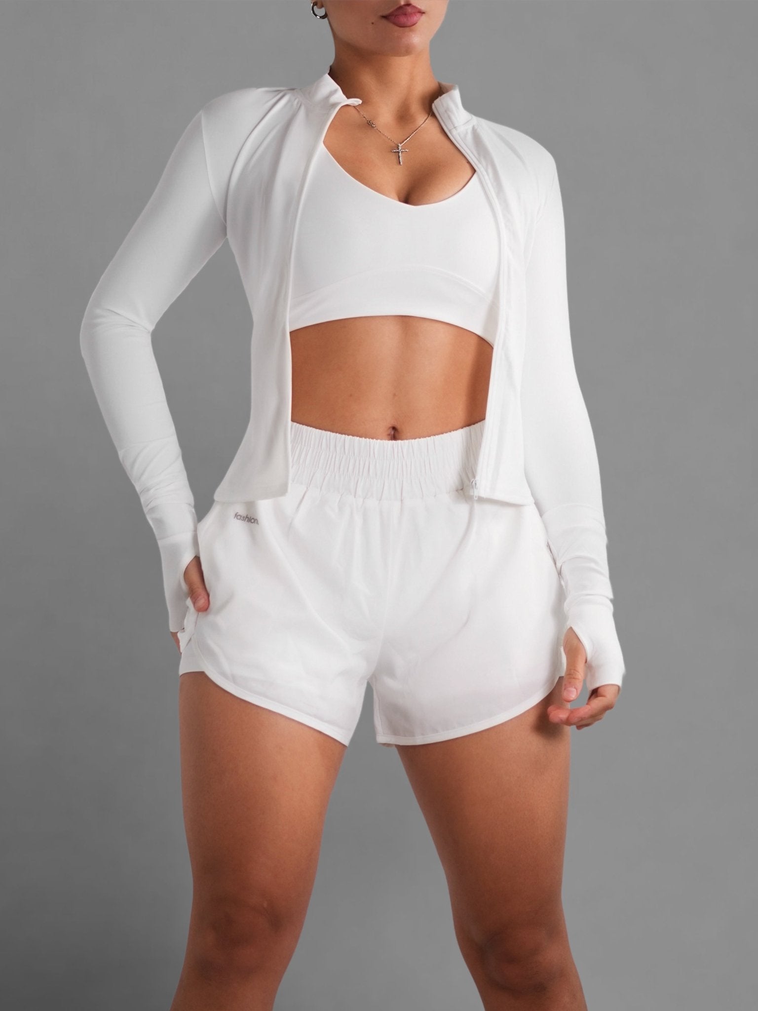 Ballerina Compression Jacket (White) - Fitness Fashioness