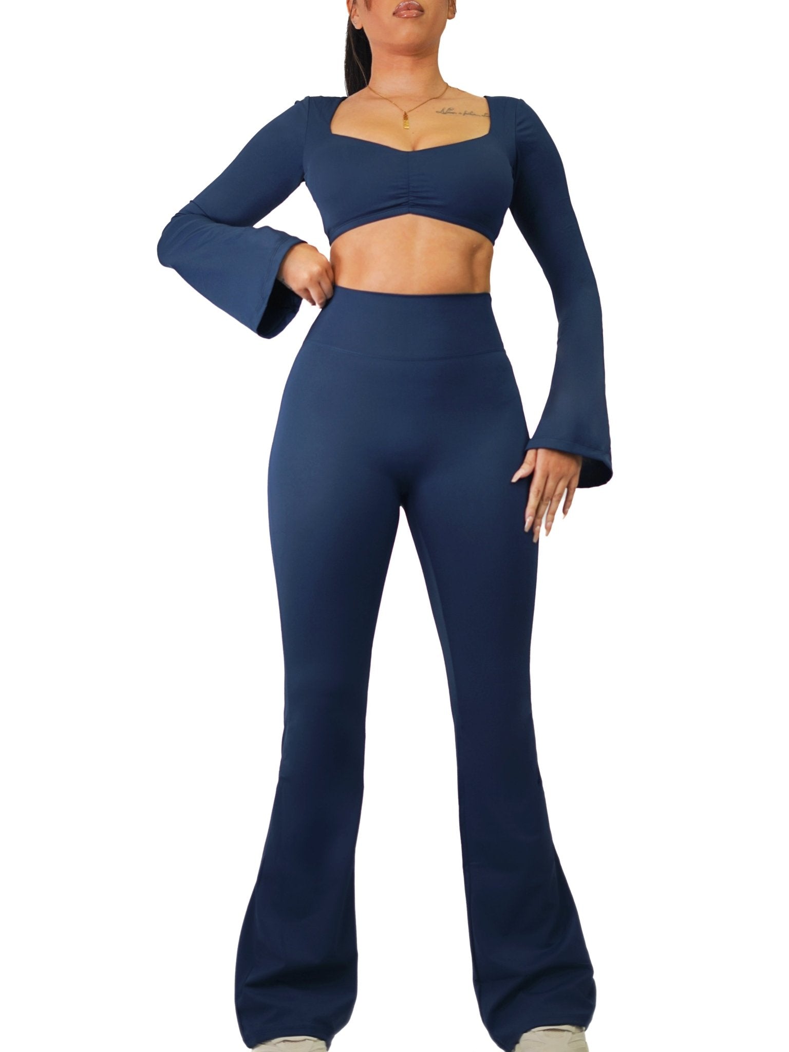 Bootcut Flare Seamless Leggings (Elegant Navy) - Fitness Fashioness