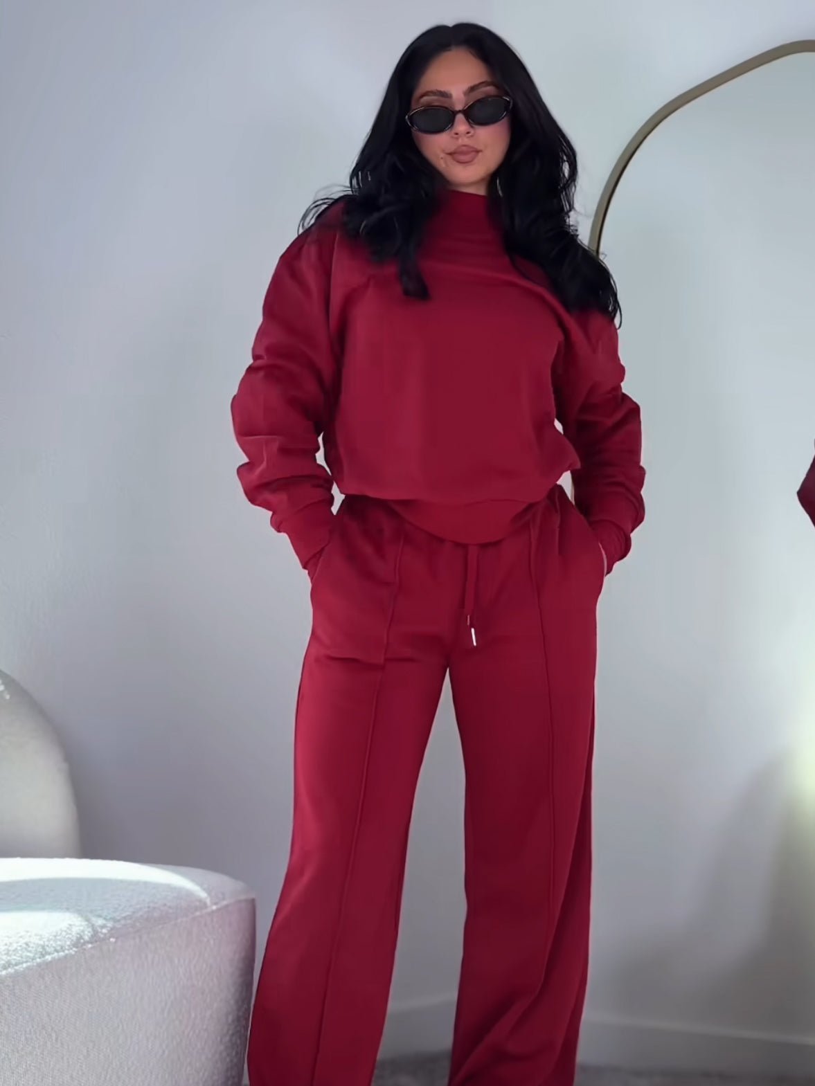 Charmed Sweatshirt (Cherry Red) - Fitness Fashioness