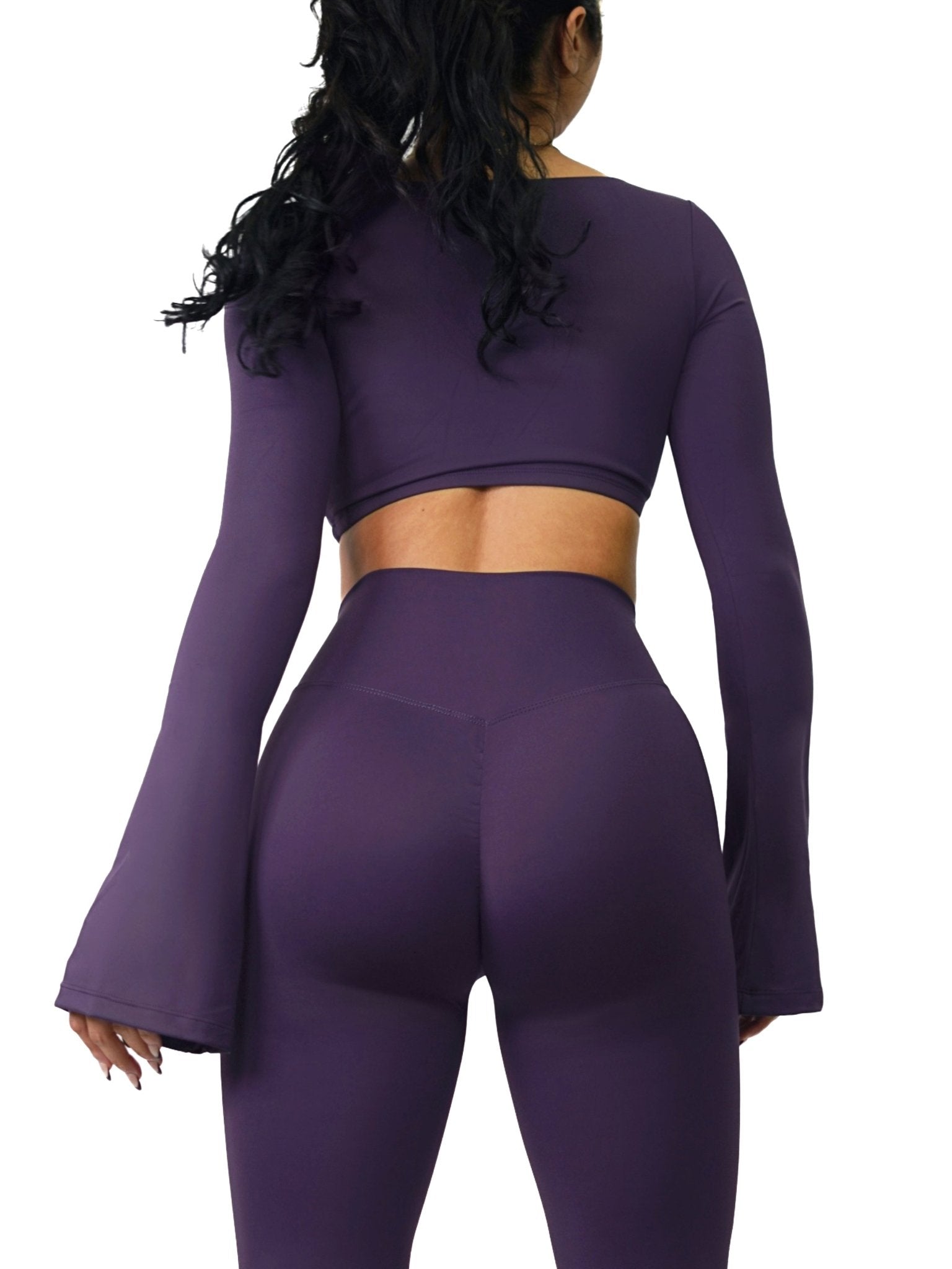 City Girl Flared Long Sleeve Sports Top (Deep Purple) - Fitness Fashioness