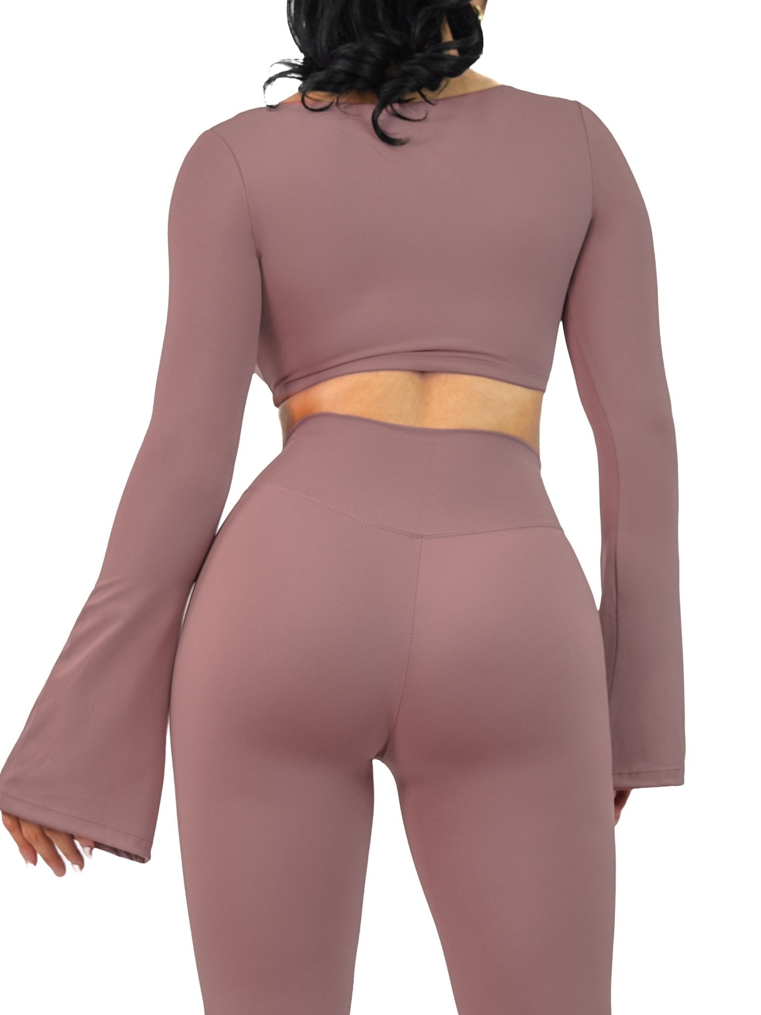 City Girl Flared Long Sleeve Sports Top (French Mauve) - Fitness Fashioness