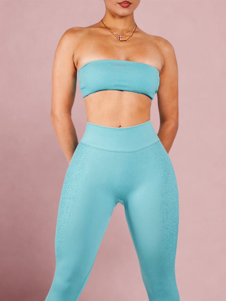 Coastal Tube Top Sports Bra (Blue) - Fitness Fashioness