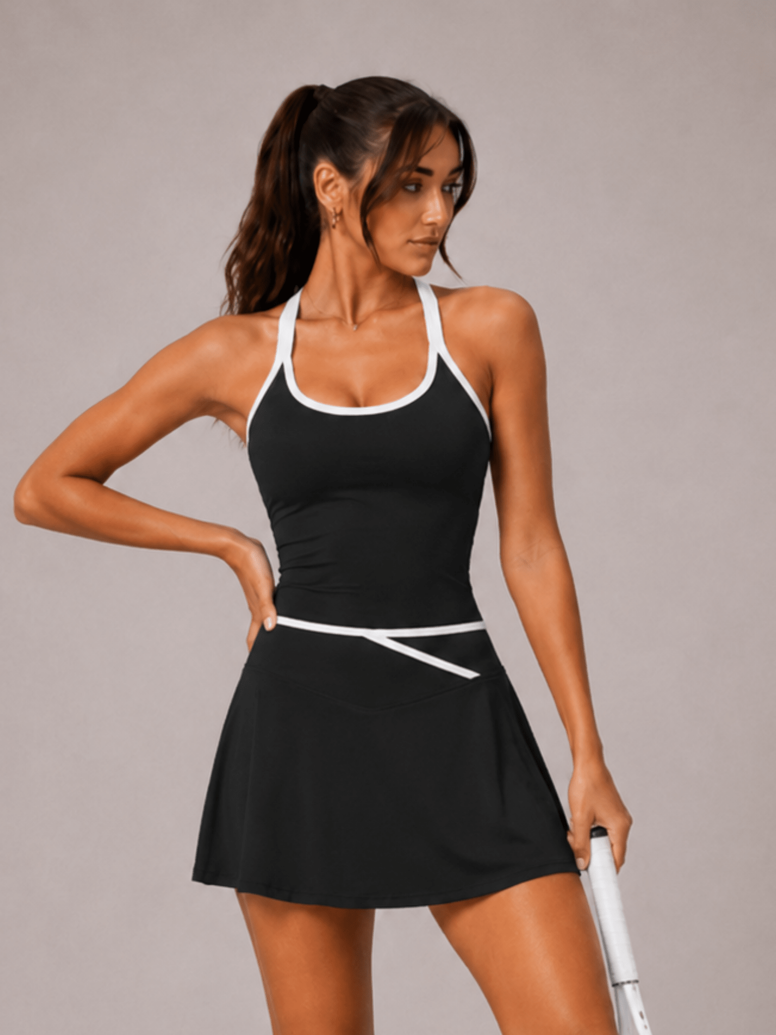 Contrast Club Active Top (Black) - Fitness Fashioness