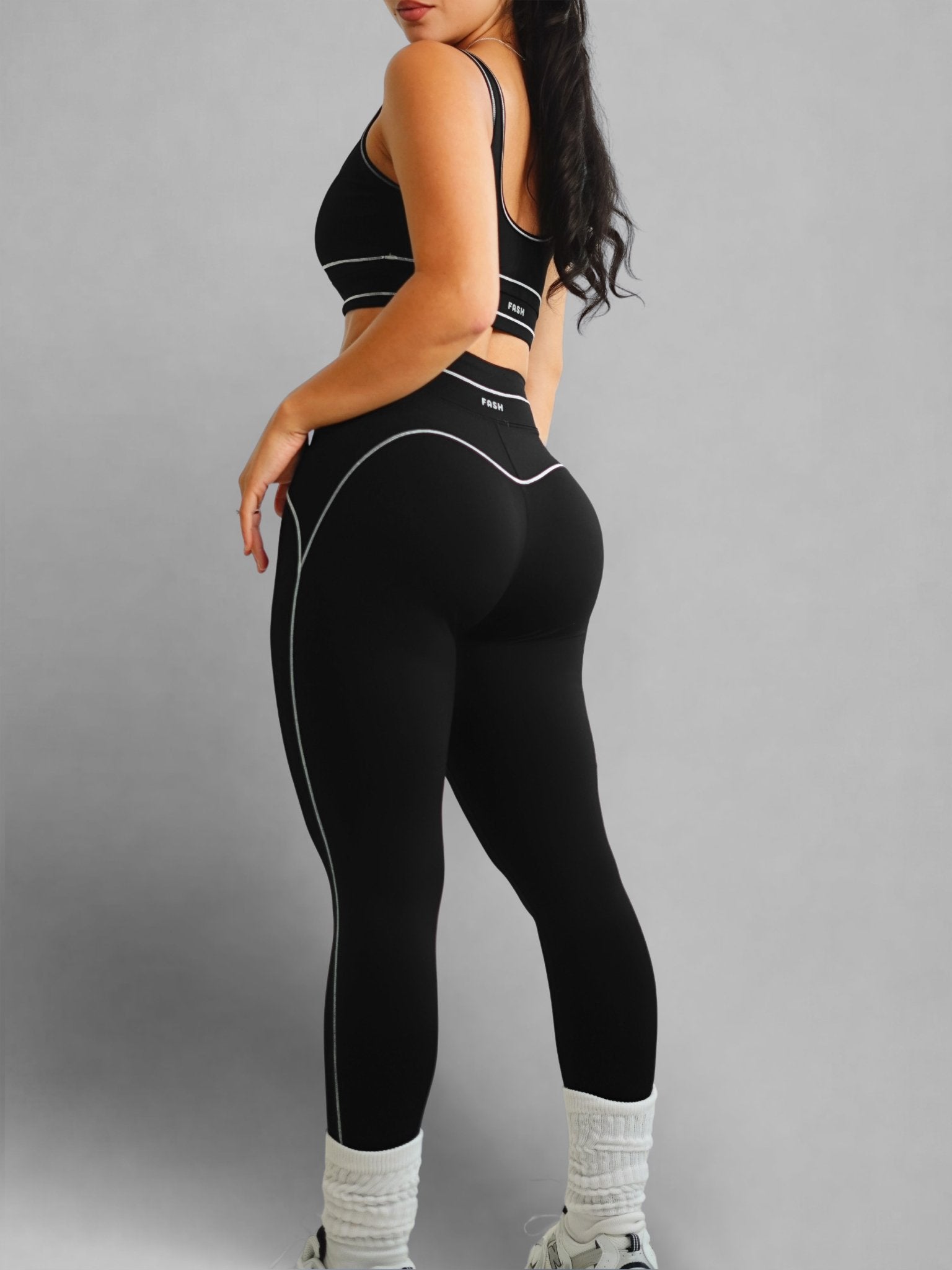 Core Contrast Leggings (Black) - Fitness Fashioness