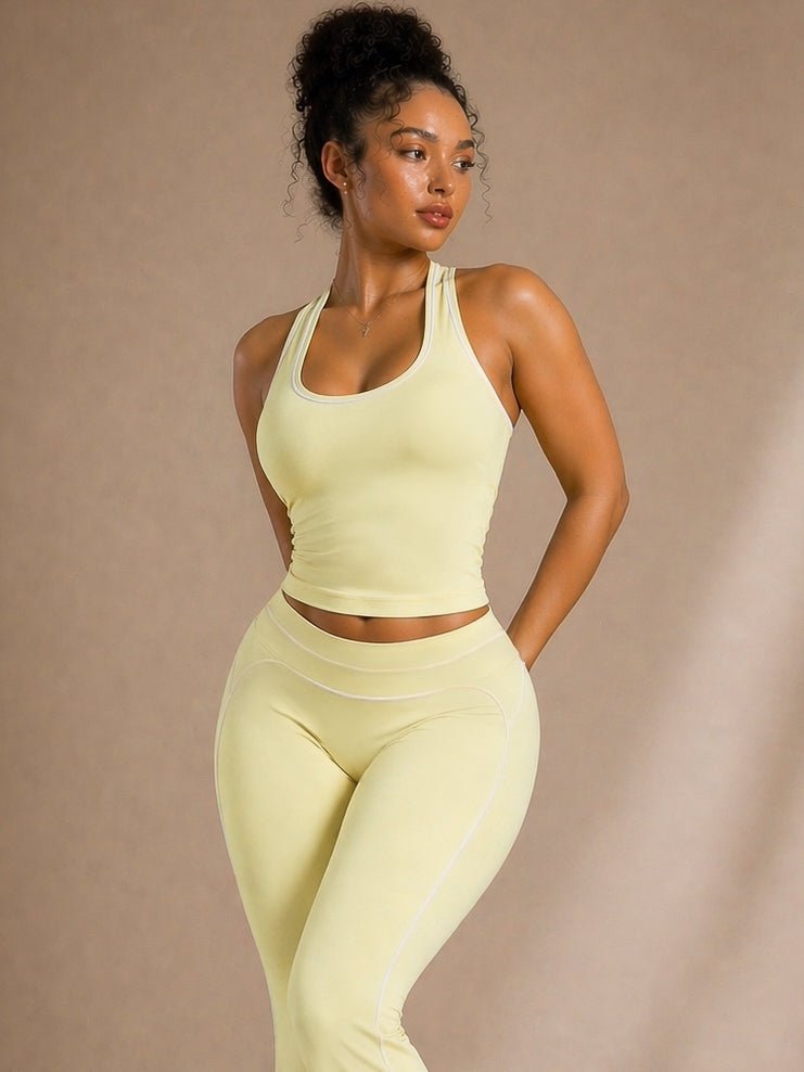 Core Contrast Sports Top (Lemonade) - Fitness Fashioness