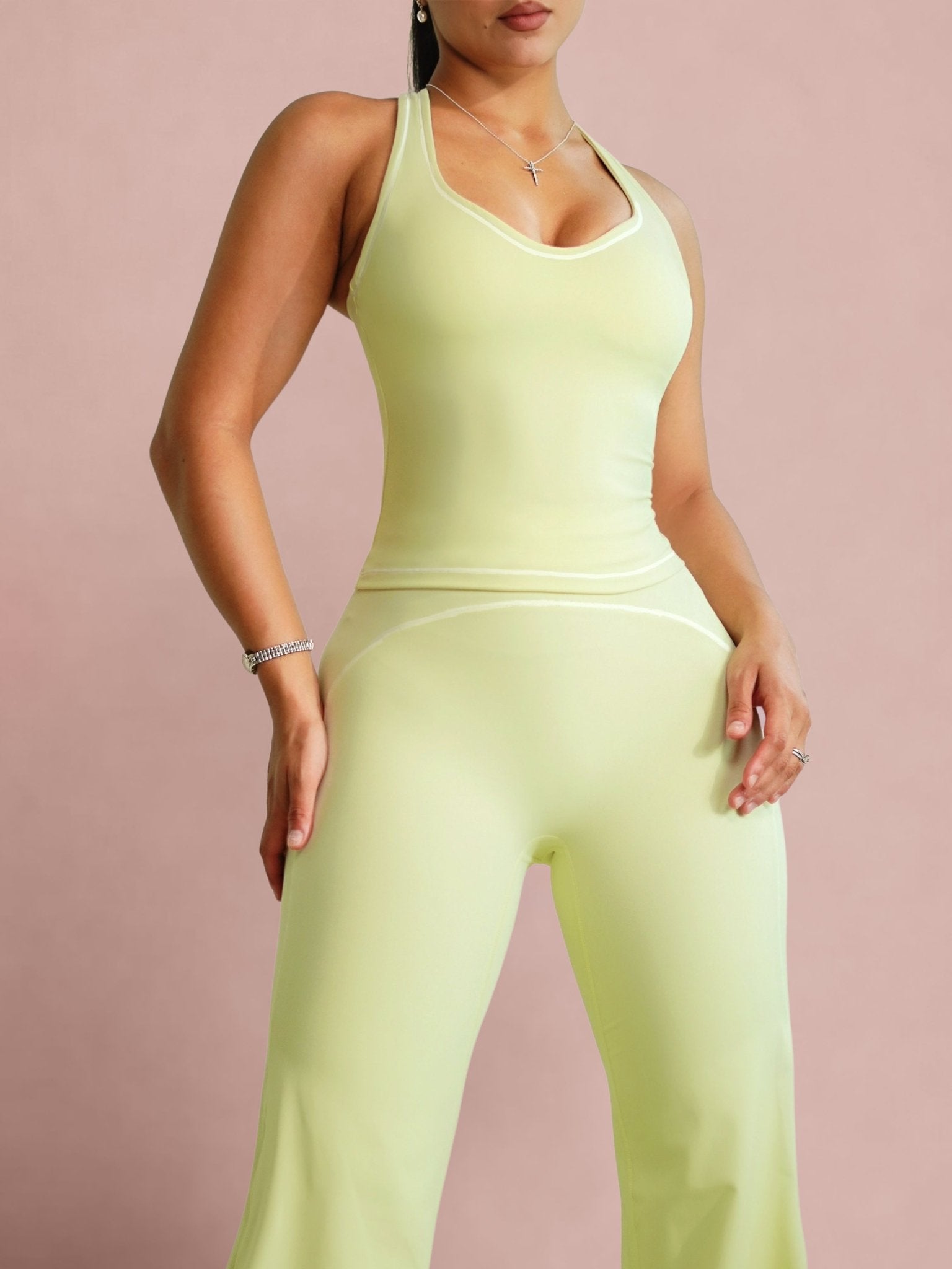 Core Contrast Sports Top (Lemonade) - Fitness Fashioness