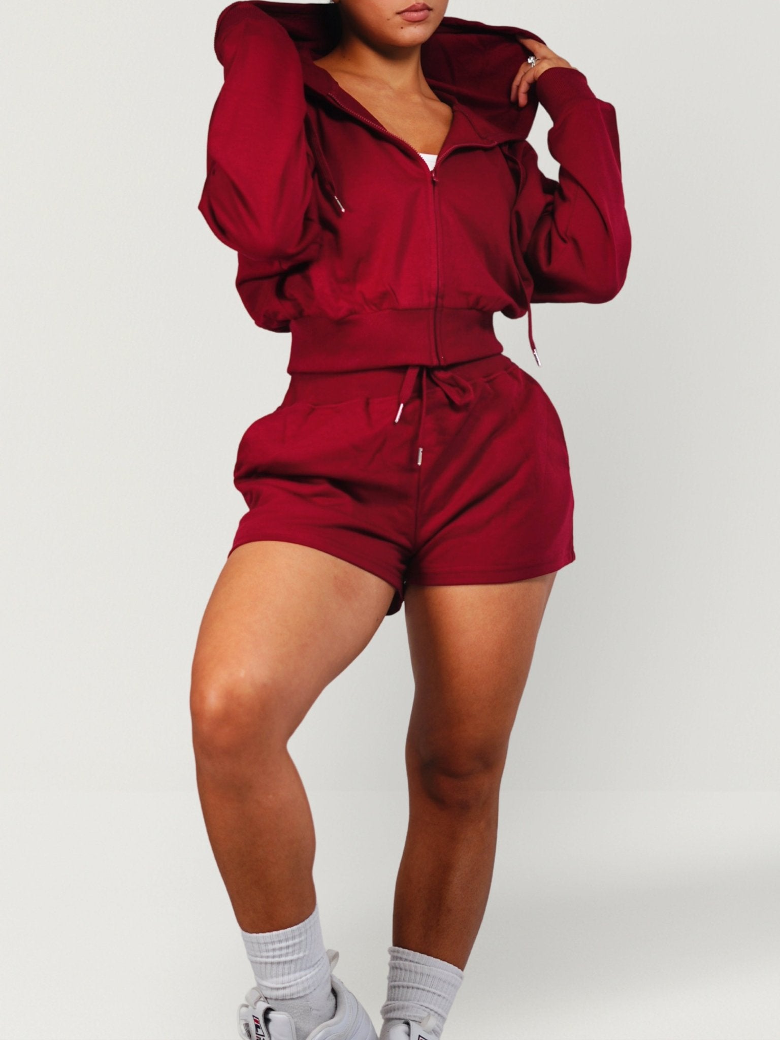 Cozy Sweat Shorts (Autumn Cherry) - Fitness Fashioness