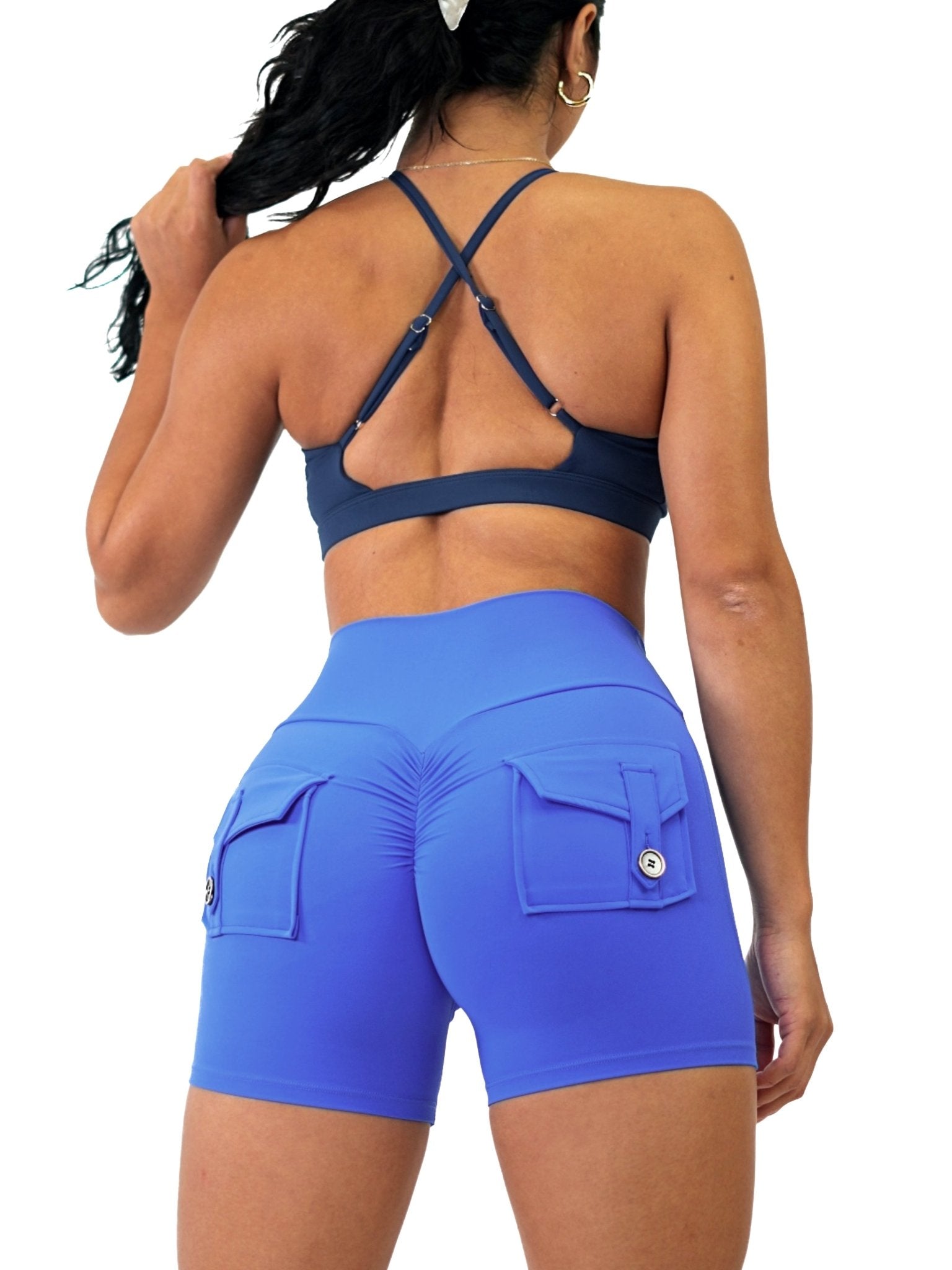 Cross Sports Bra (Navy Blue) - Fitness Fashioness