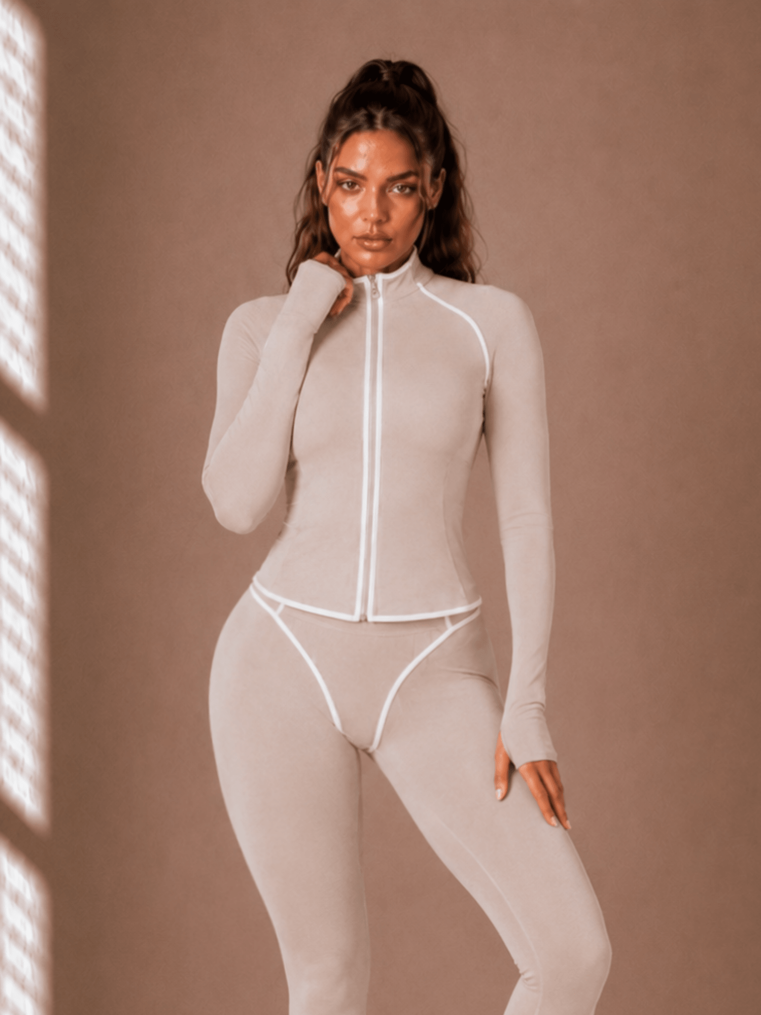 Curve Contrast BBL Jacket (Toasted Coconut) - Fitness Fashioness