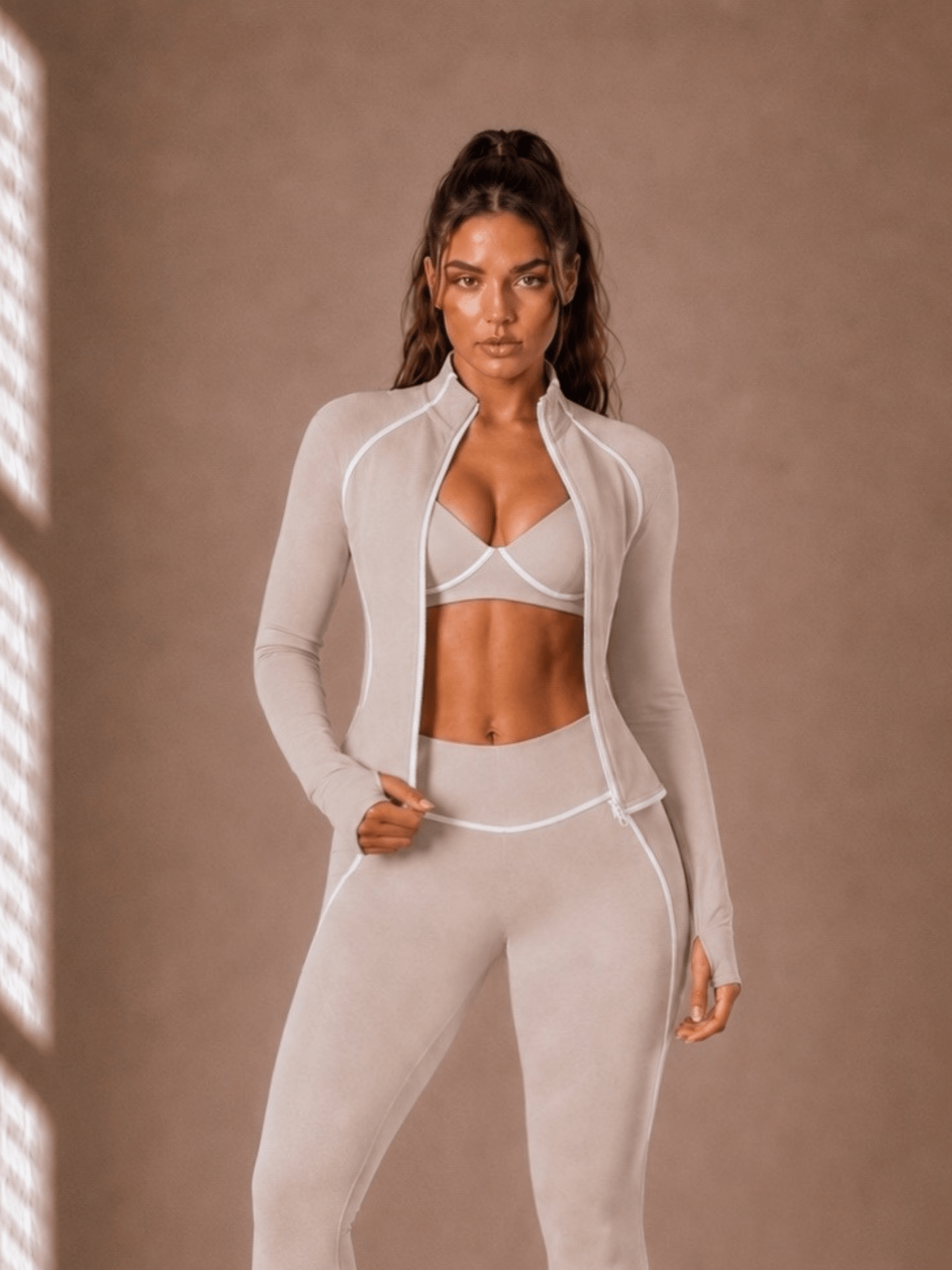 Curve Contrast BBL Jacket (Toasted Coconut) - Fitness Fashioness