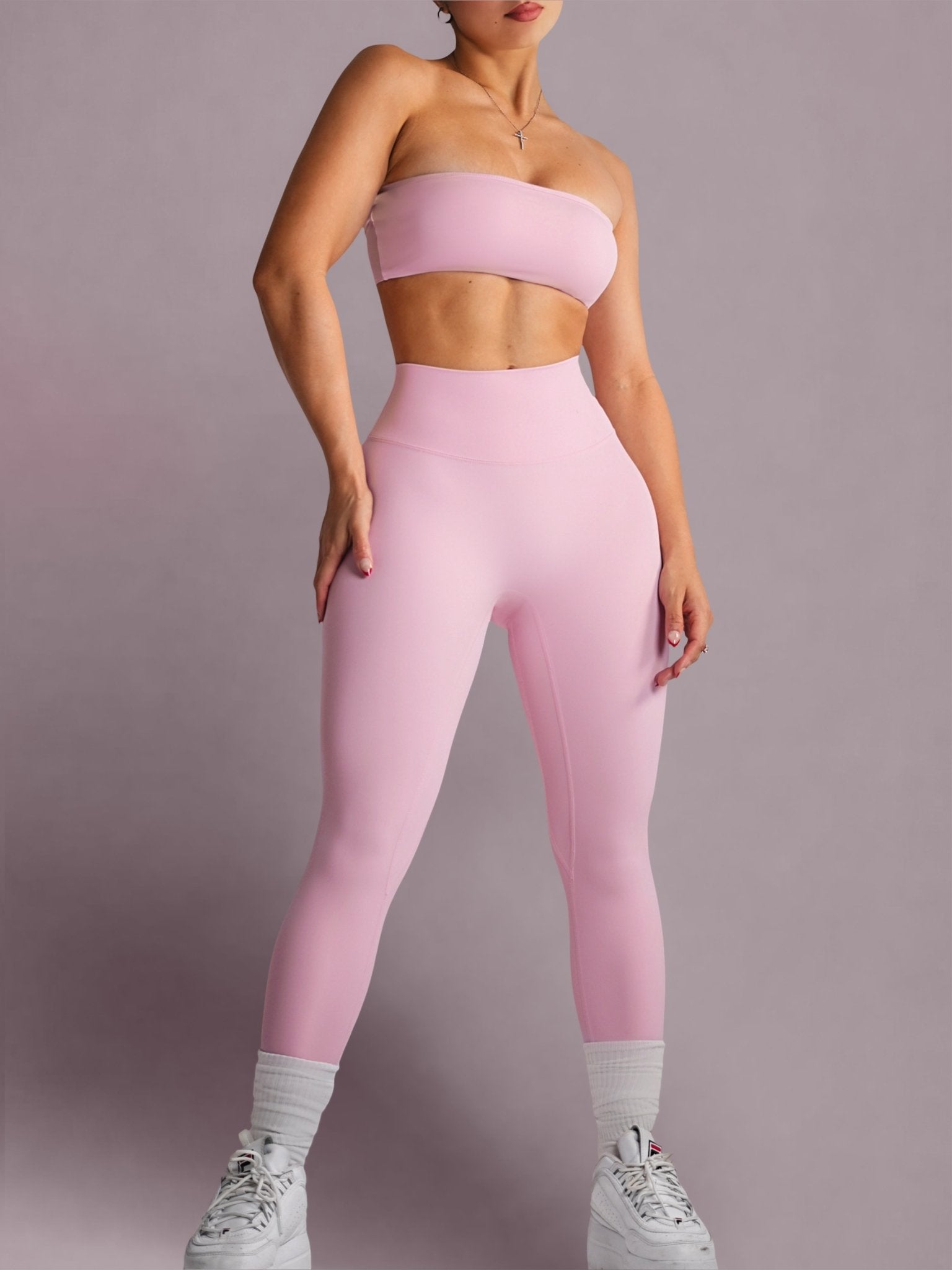 Embody High Waisted Leggings (Pink Petals) - Fitness Fashioness