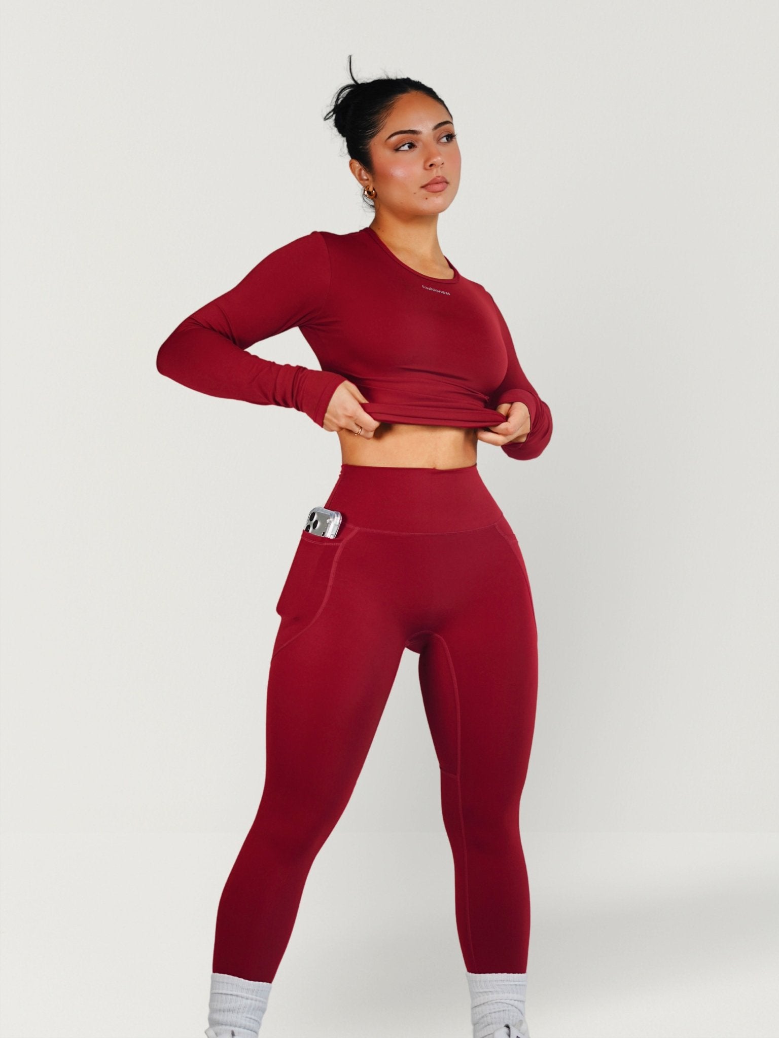 Essential Pocket Leggings (Cherry Crush) - Fitness Fashioness