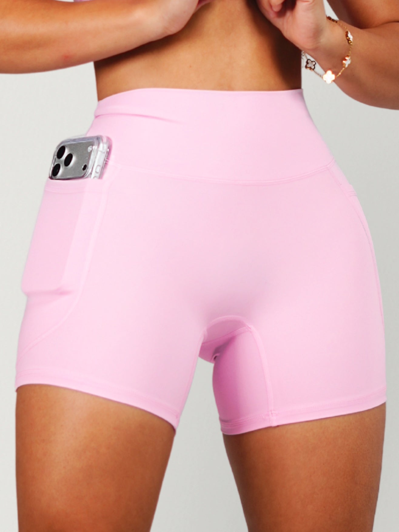 Essential Pocket Shorts (Powder Pink) - Fitness Fashioness