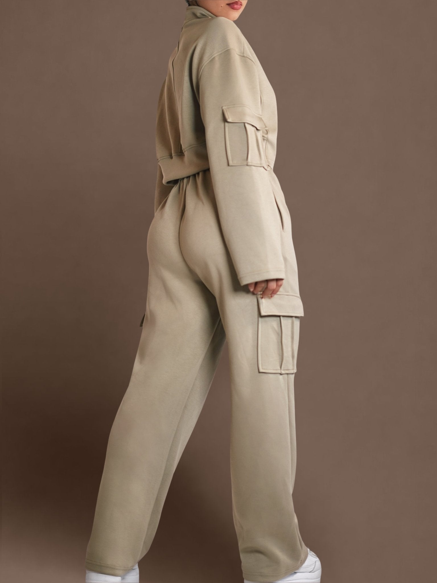 Lounge Mode Cargo Joggers (Soft Nude) - Fitness Fashioness