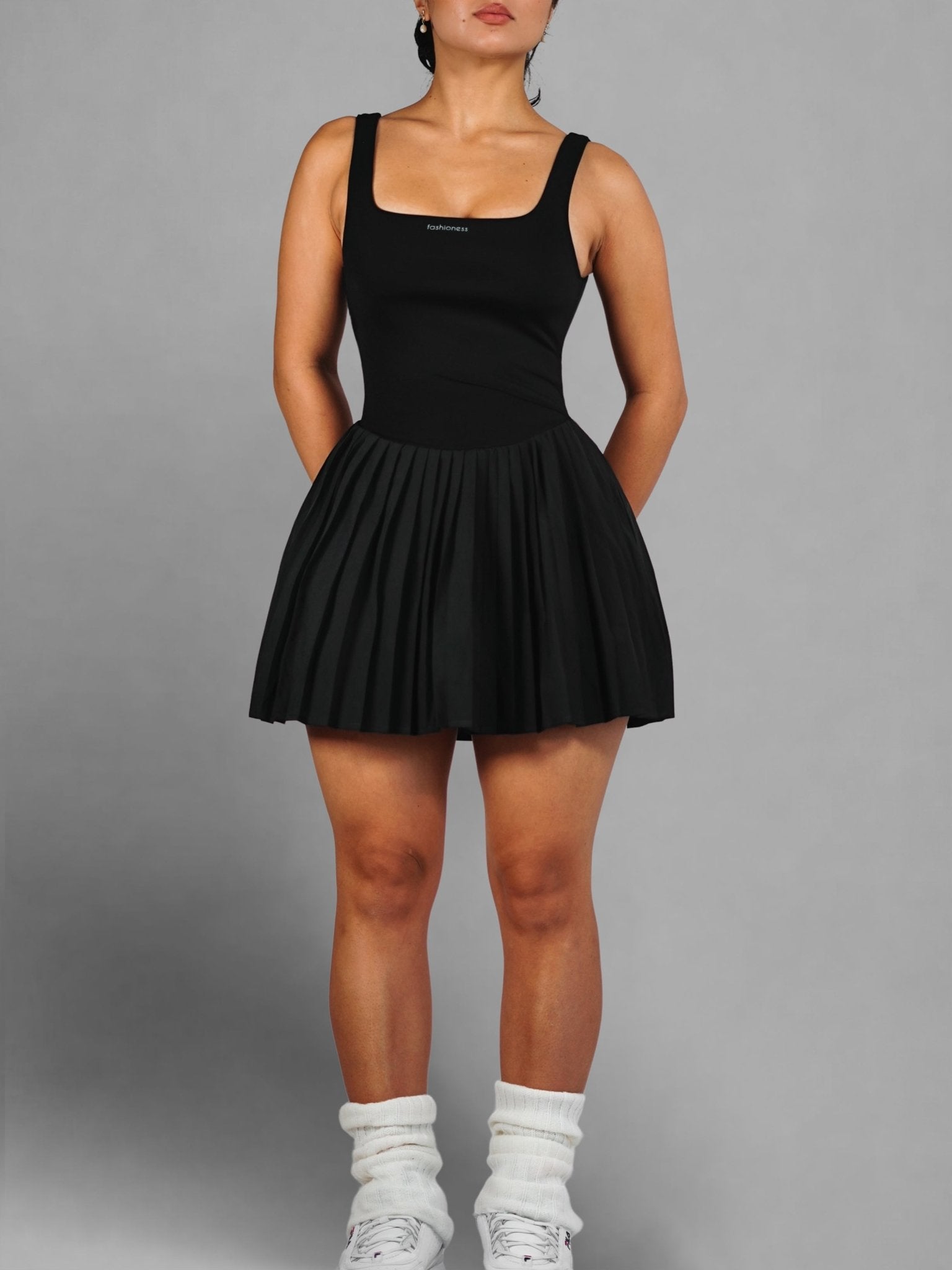 Match Point Tennis Dress (Black) - Fitness Fashioness