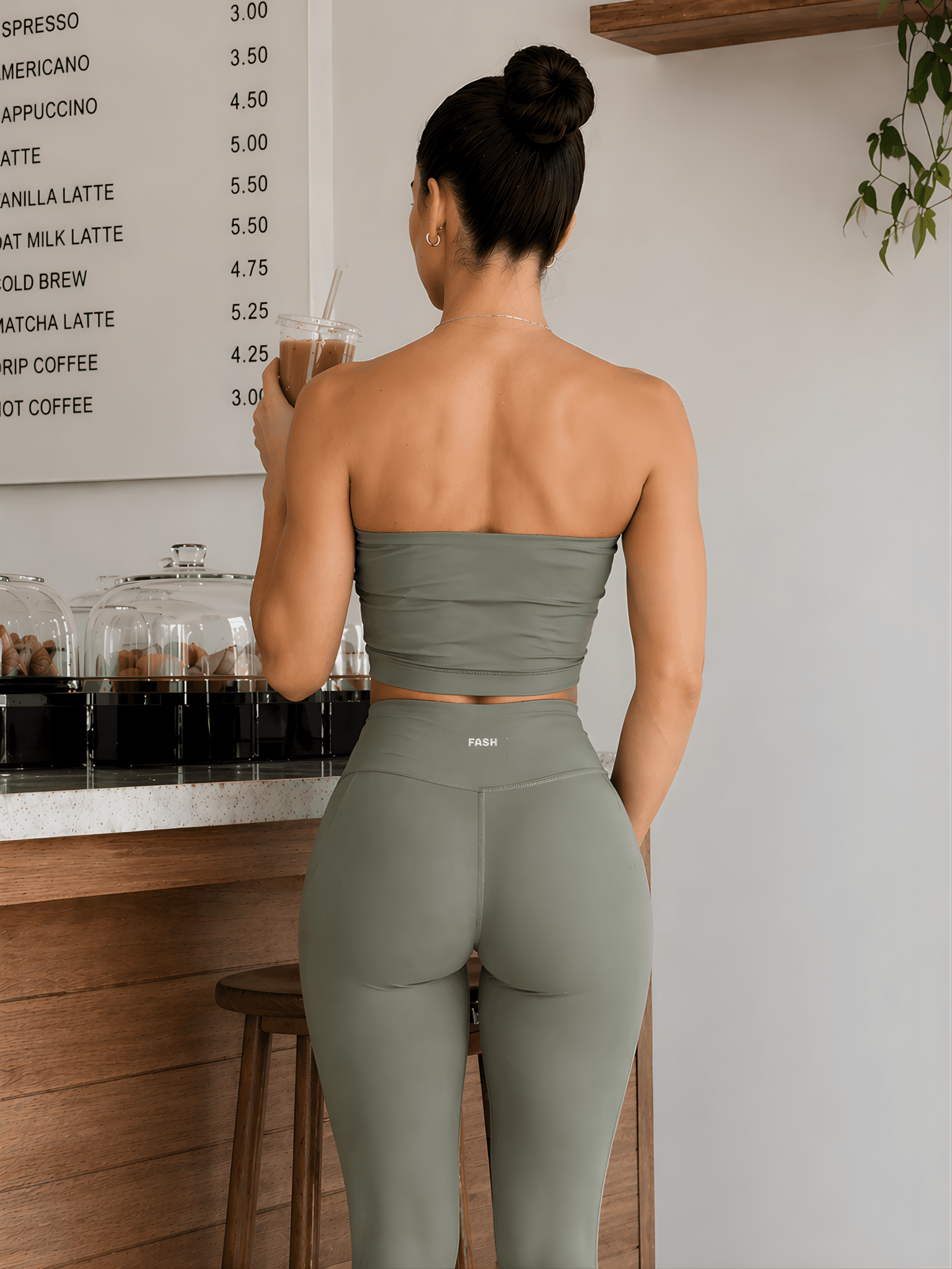Milestone High Waisted Leggings (Eucalyptus Kiss) - Fitness Fashioness