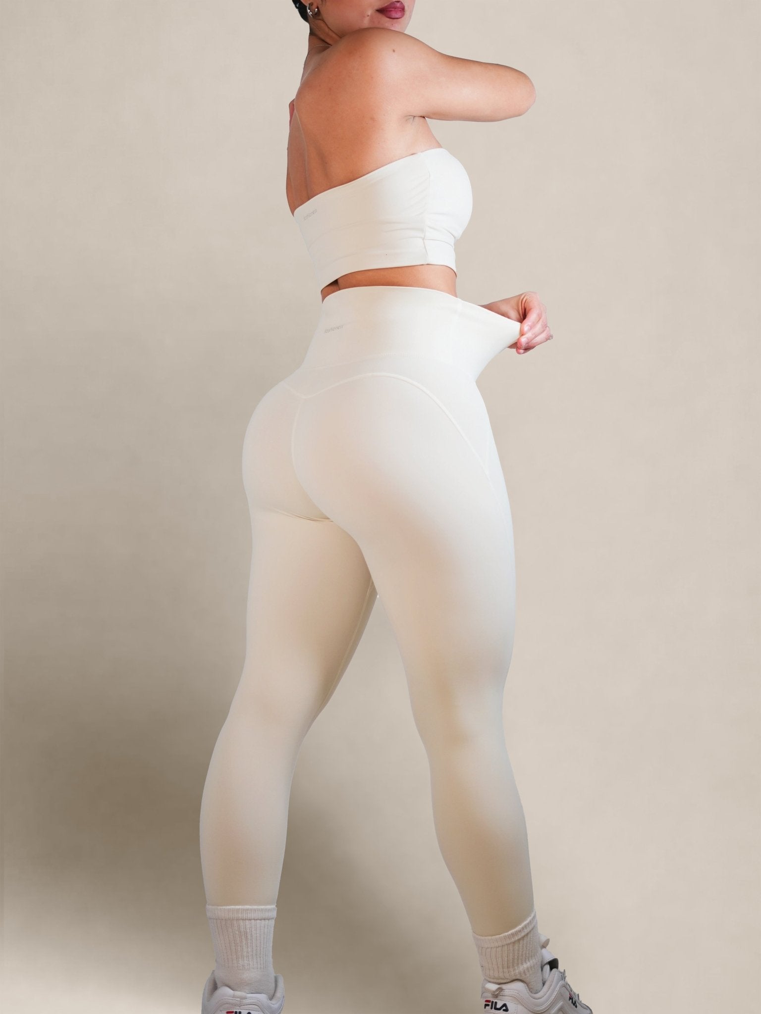 Milestone High Waisted Leggings (Vanilla Bean) - Fitness Fashioness