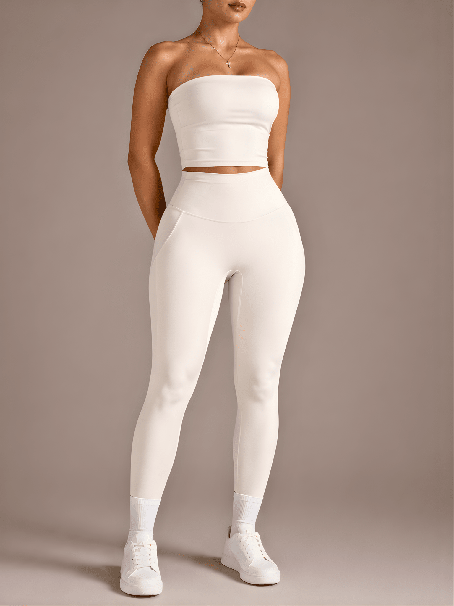 Milestone High Waisted Leggings (Vanilla Bean) - Fitness Fashioness