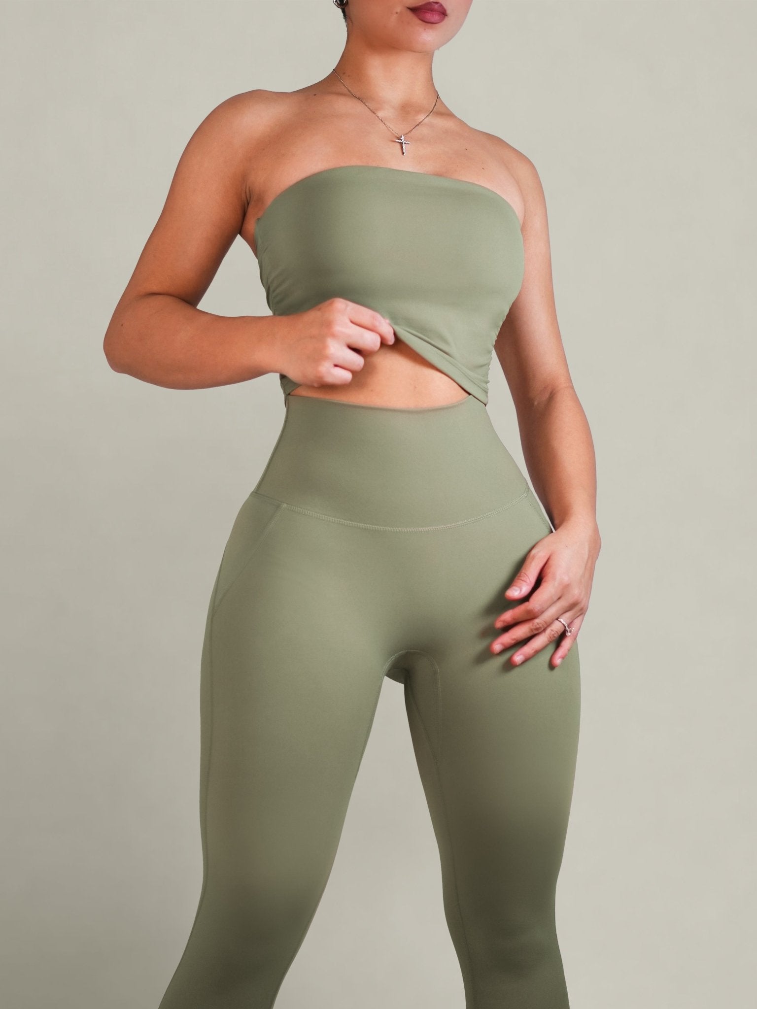 Milestone Strapless Sports Top (Eucalyptus Kiss) - Fitness Fashioness