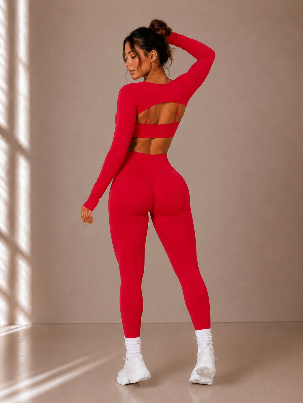 Motion Sculpt Leggings (Red Aura) - Fitness Fashioness