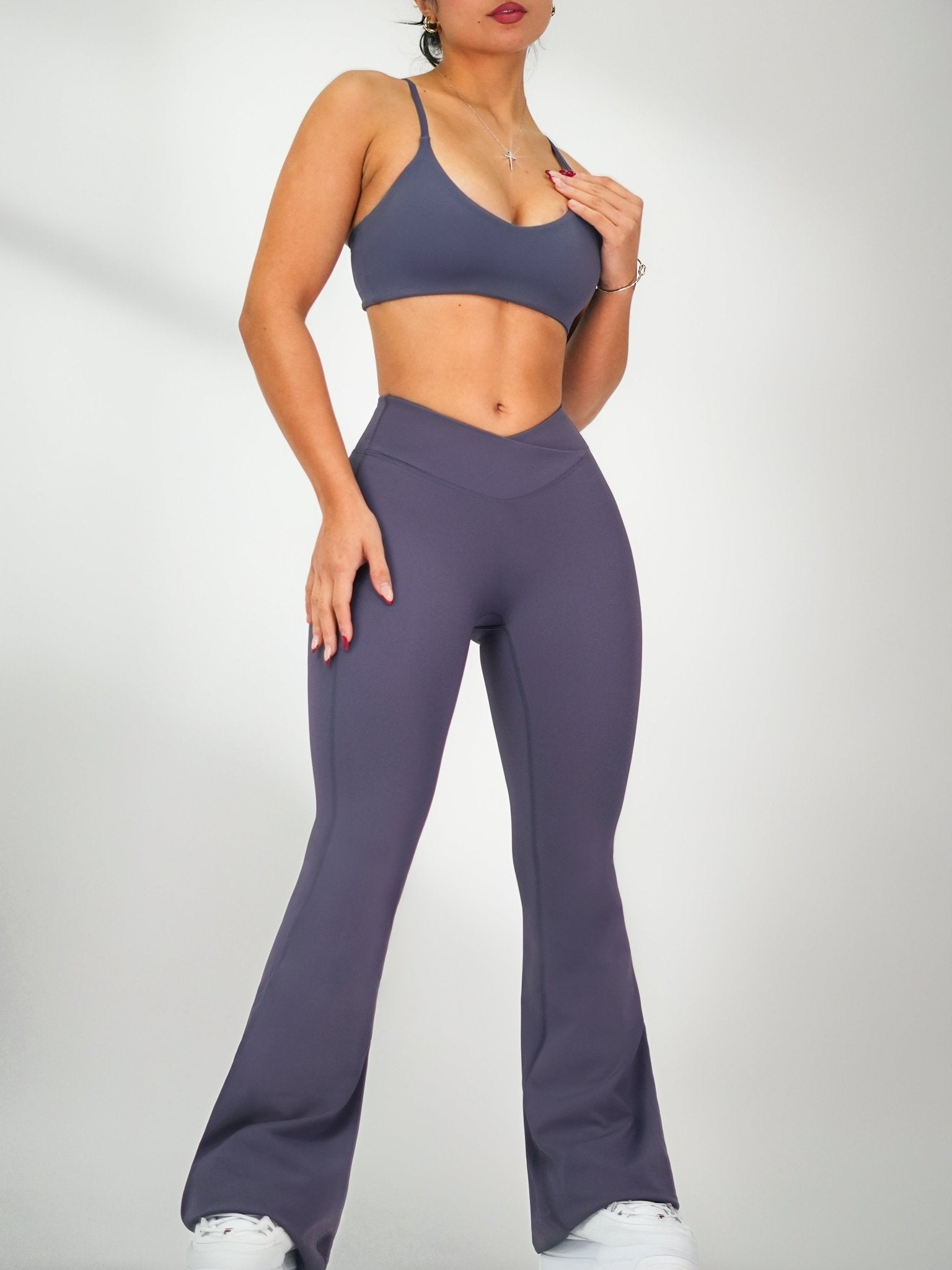 Oasis V Flare Leggings (Twilight Purple) - Fitness Fashioness
