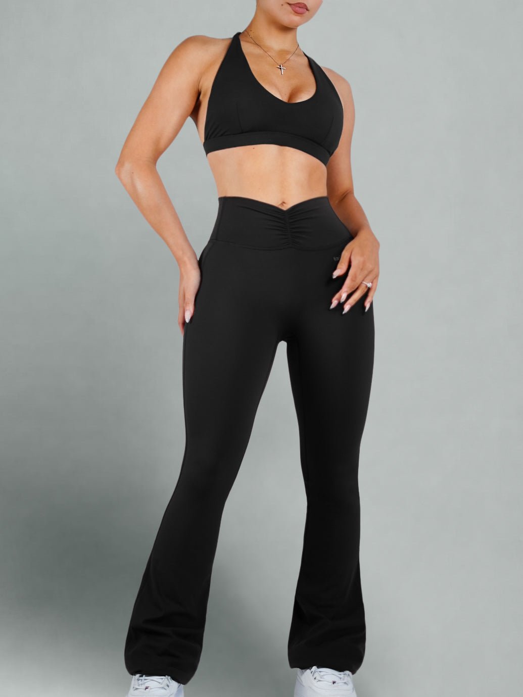 Pilates Core Flare Leggings (Black) - Fitness Fashioness